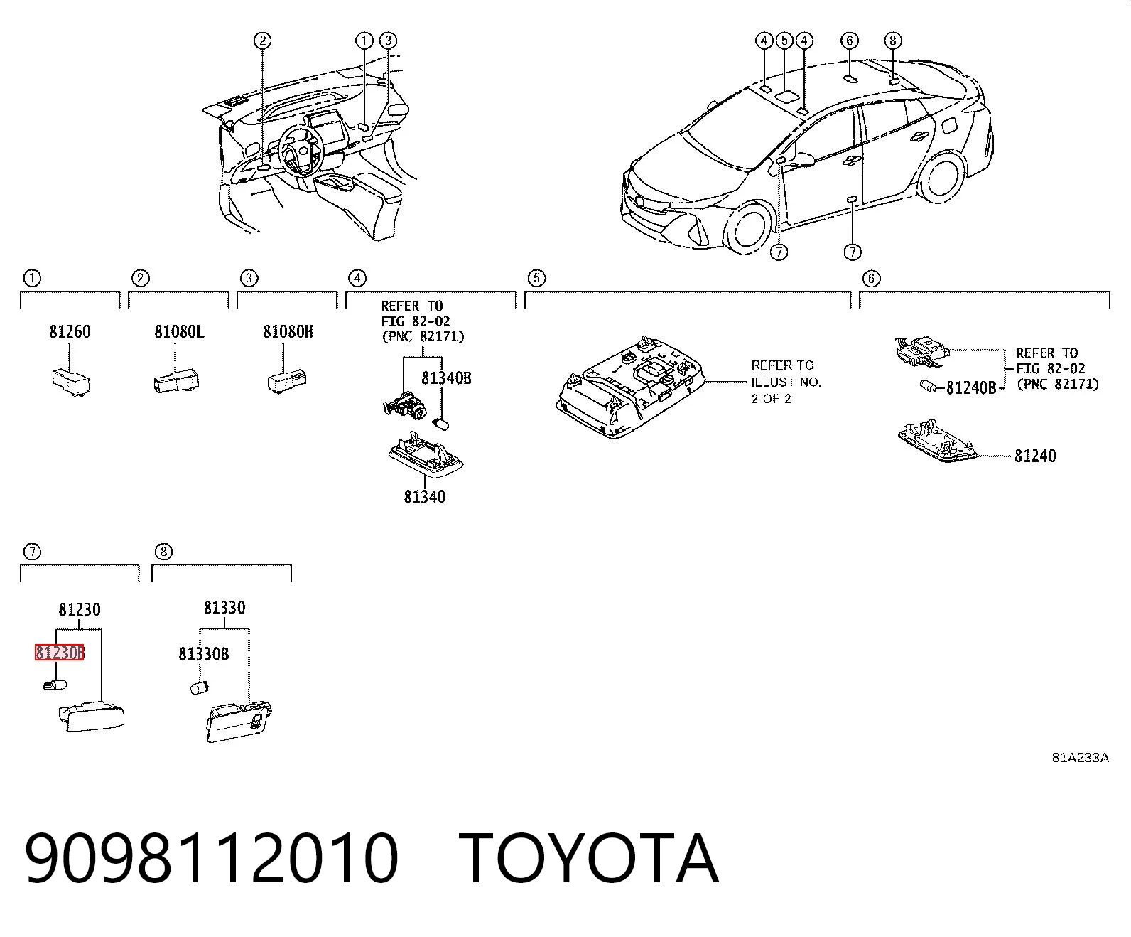 9098112010 Toyota Лампочка плафона освещения салона/кабины