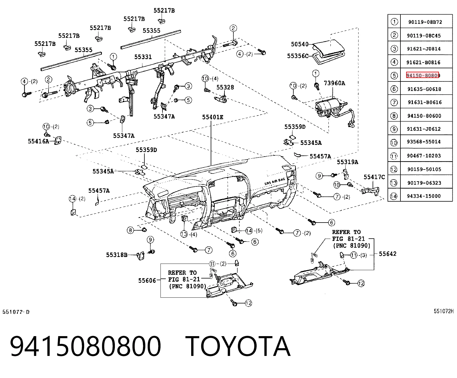 9415080800 Toyota