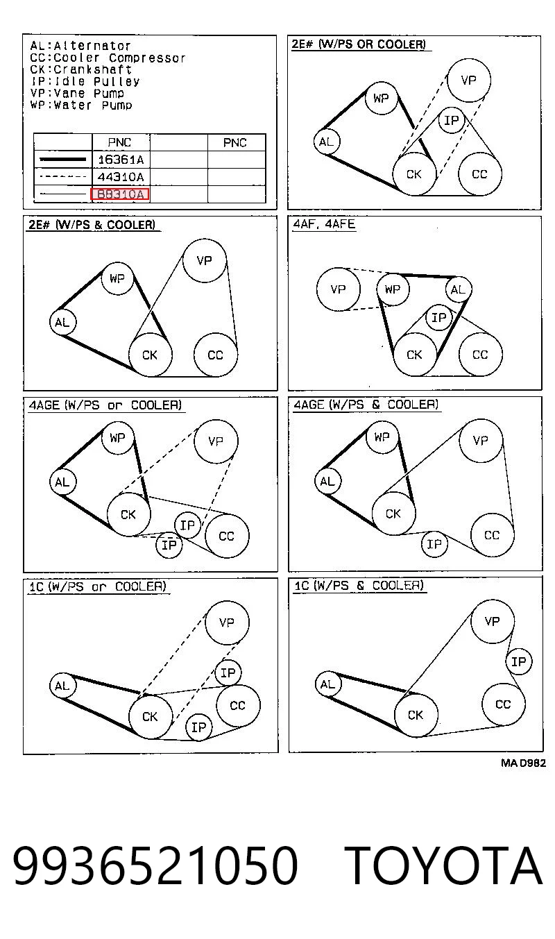 9936521050 Toyota Поликлиновый ремень