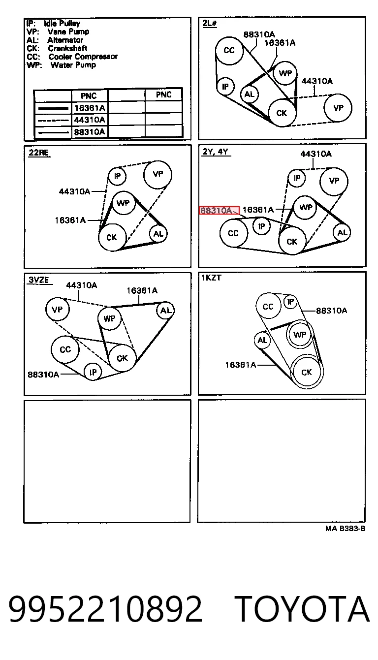 9952210892 Toyota Поликлиновый ремень