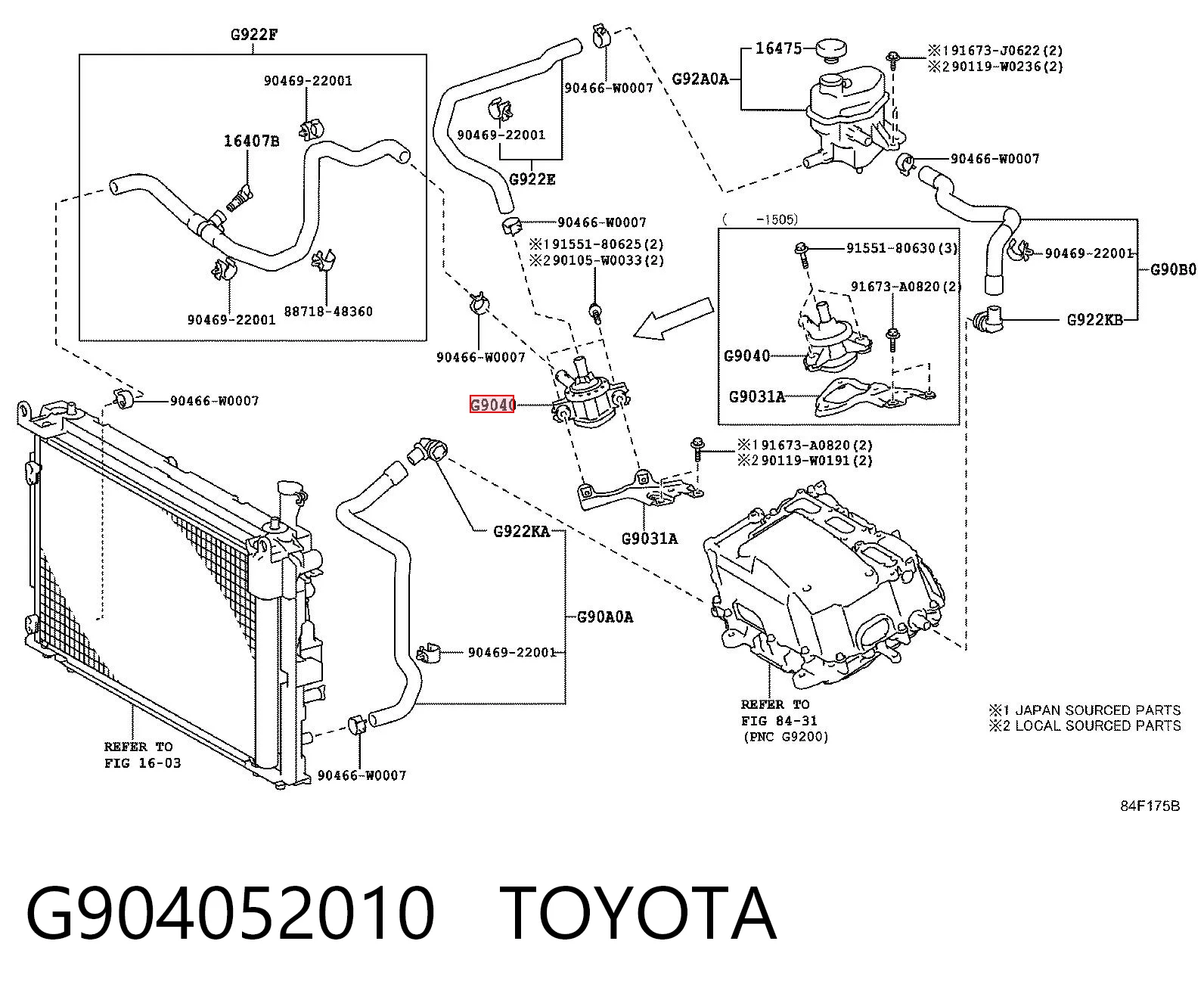 G904052010 Toyota Водяной насос охлаждения электрический дополнительный