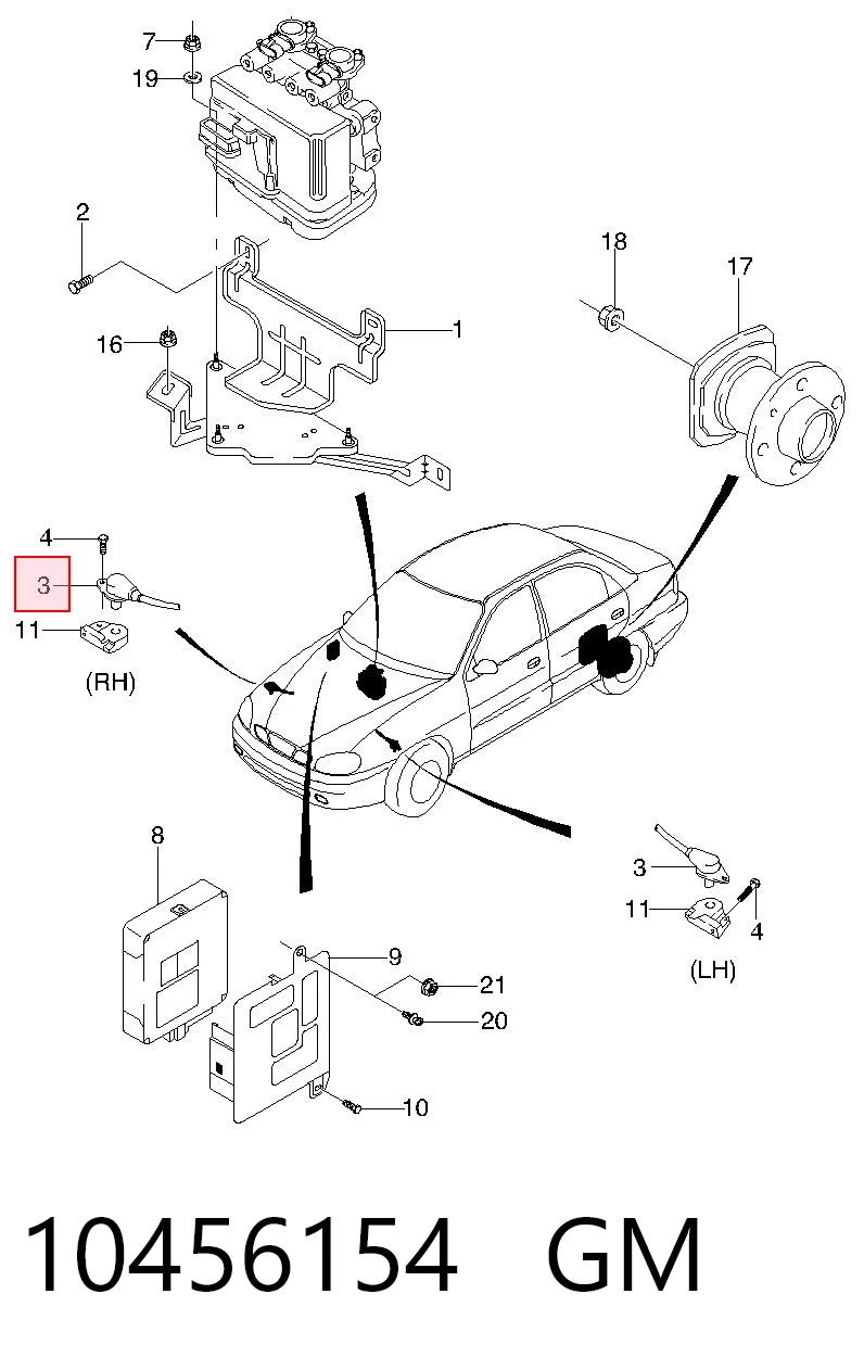 Датчик АБС (ABS) передний правый KB0036 Japan Cars