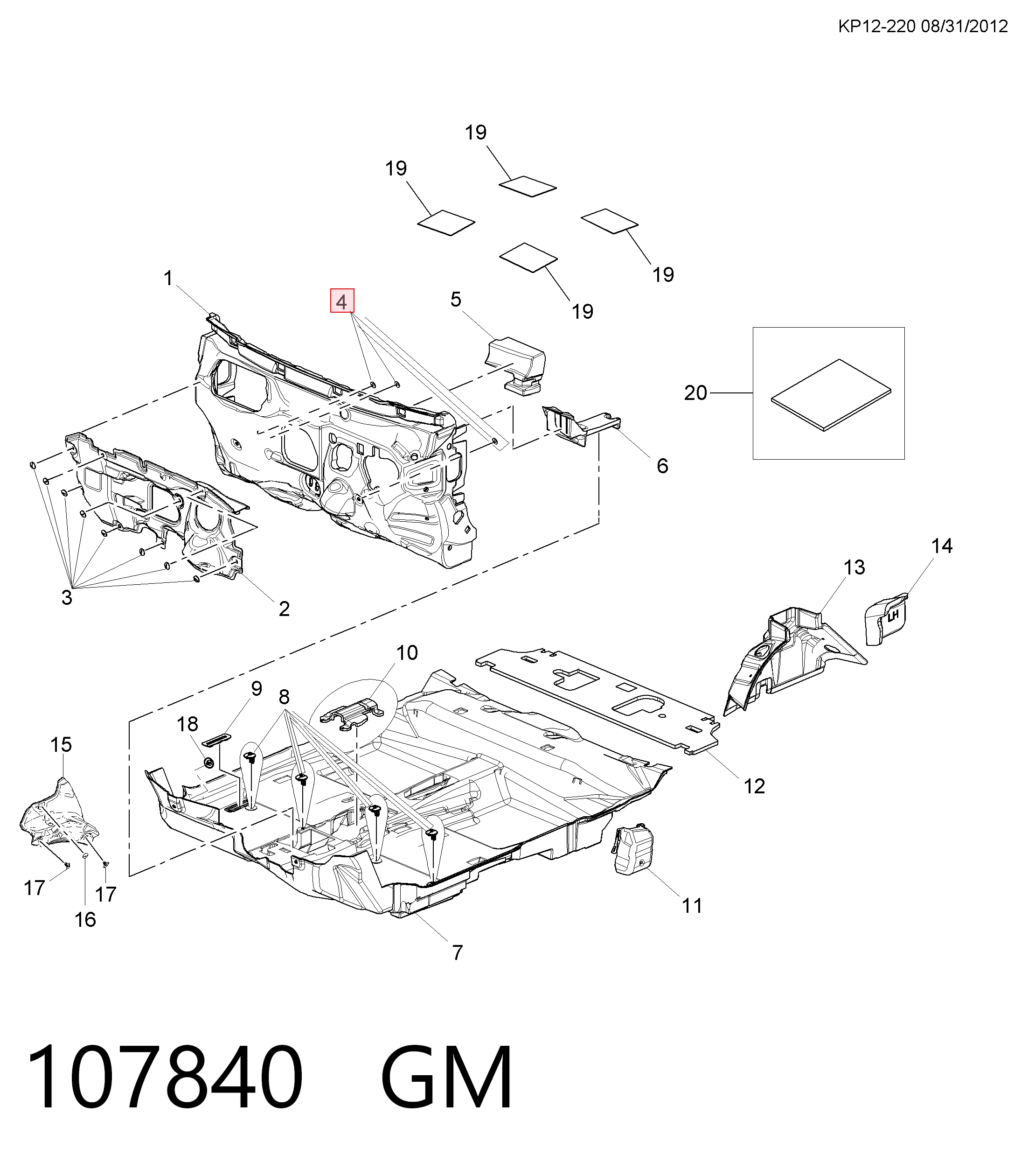 107840 General Motors Буфер/отбойник капота