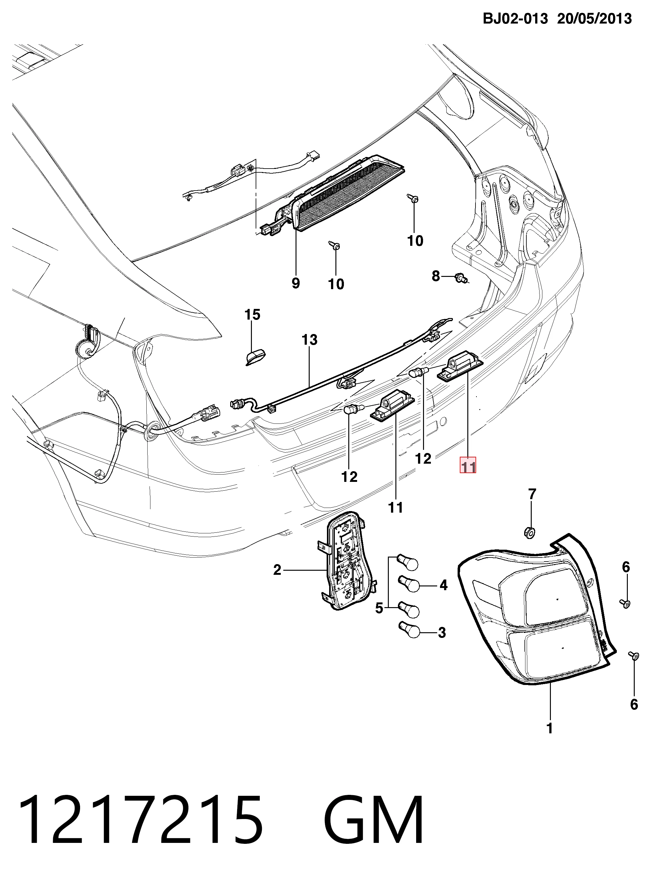 Фонарь освещения номера на Opel Astra H L35