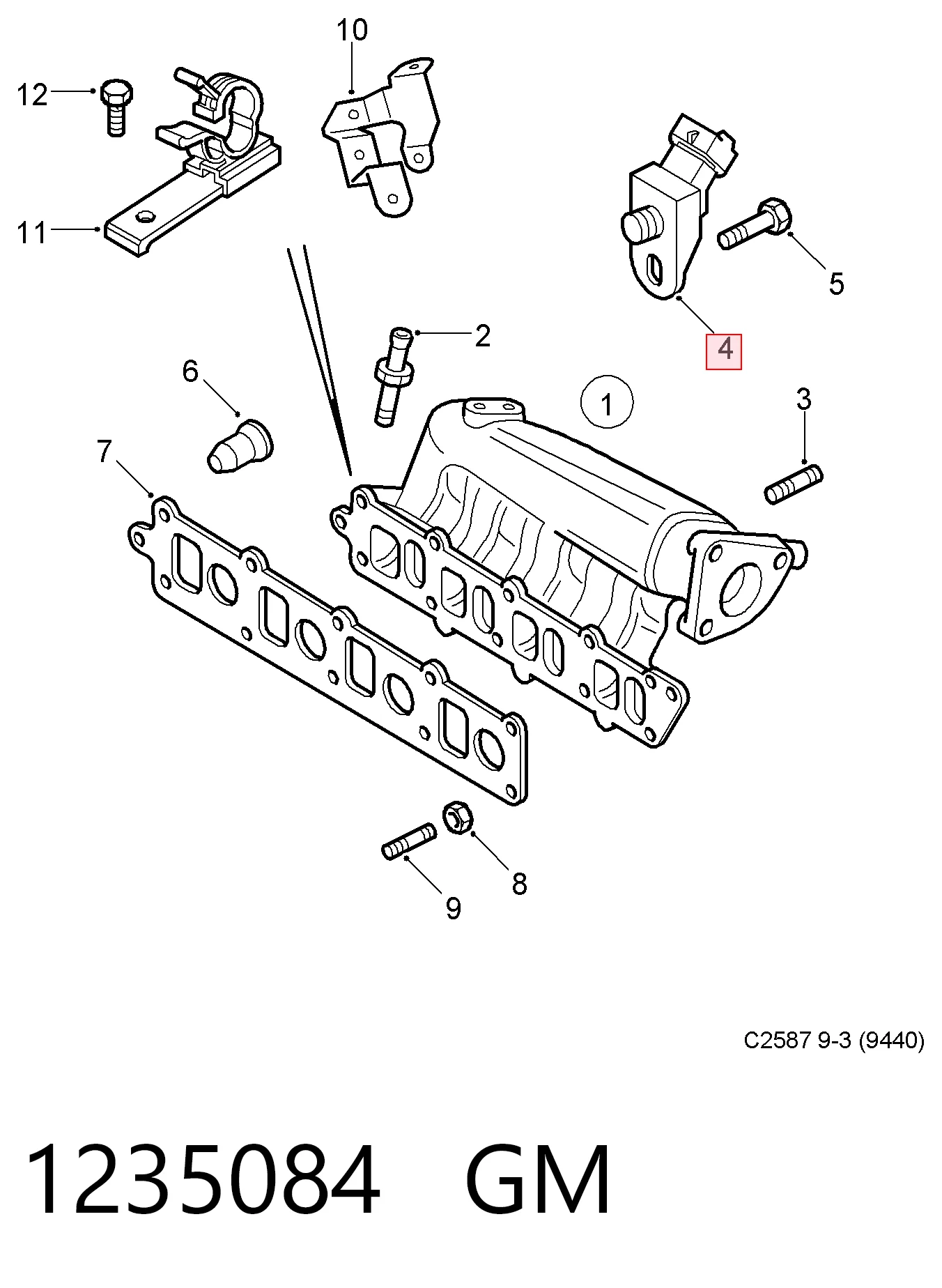 1235084 General Motors Датчик давления воздуха