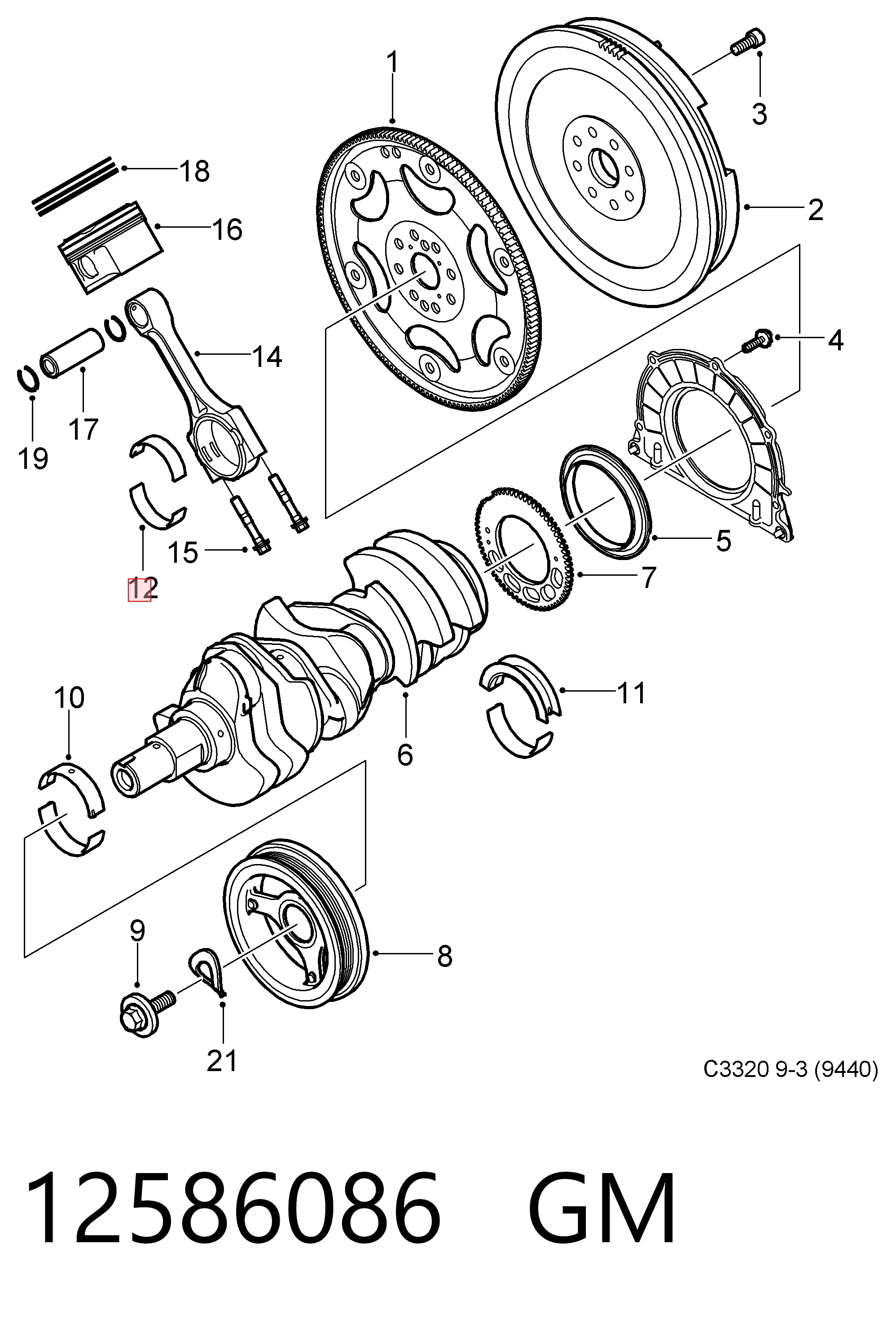 Купить 12636003 Peugeot/Citroen Комплект шатунных вкладышей