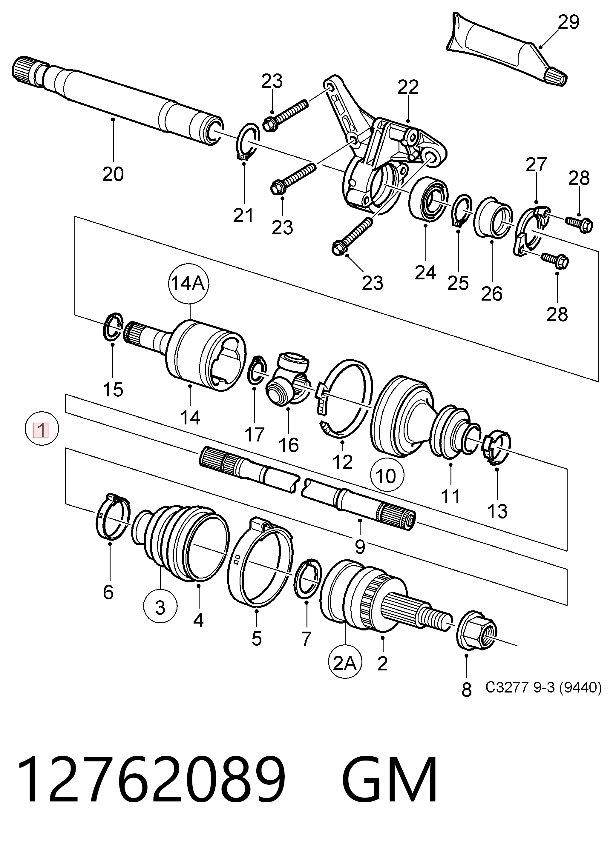 Полуось передняя 93167306 Peugeot/Citroen