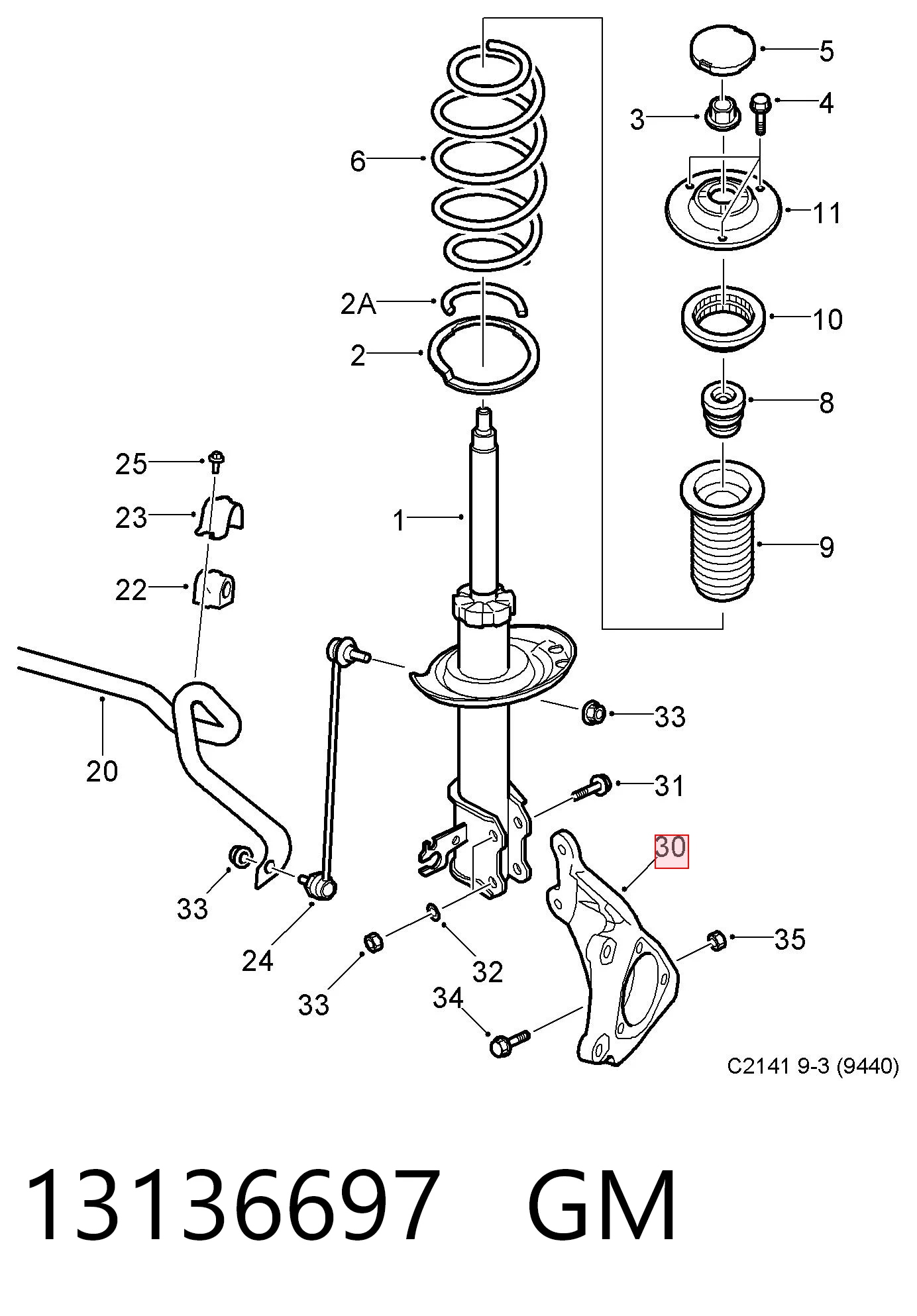 Кулак поворотный передний правый Peugeot/Citroen 13136697