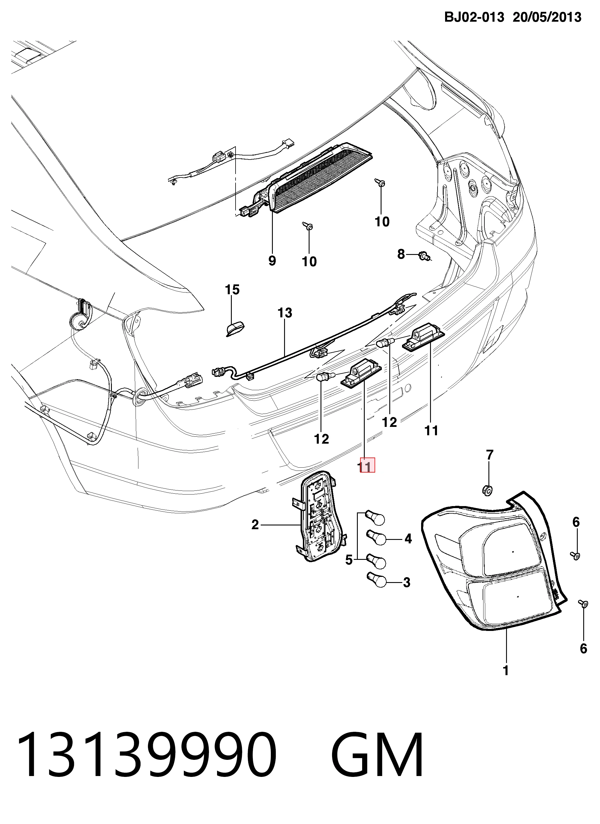 Фонарь подсветки заднего номера Opel Astra H универсал (L35) (2004 - 2014) цена, от 6.33 USD
