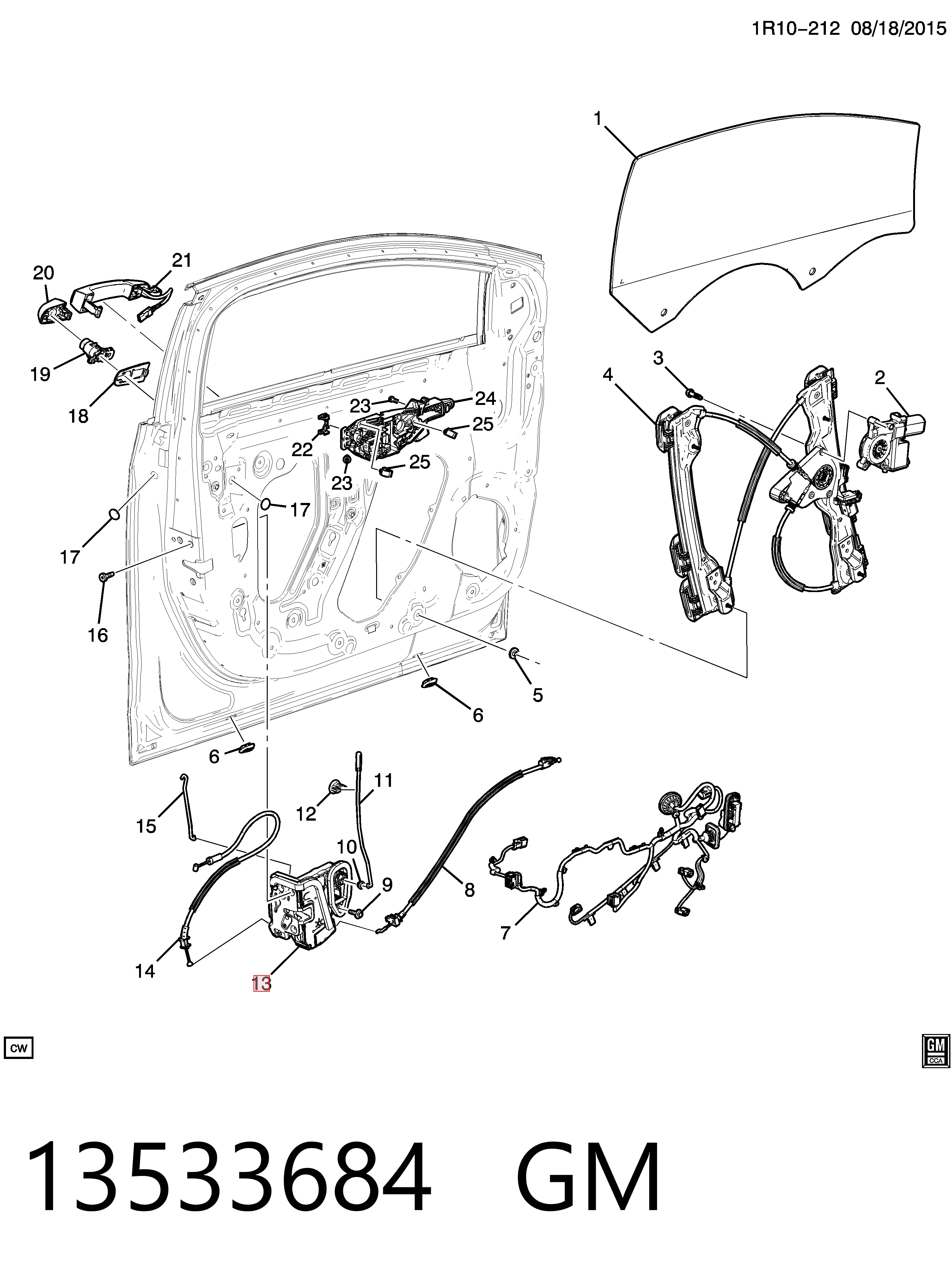 13533684 General Motors Замок двери водителя