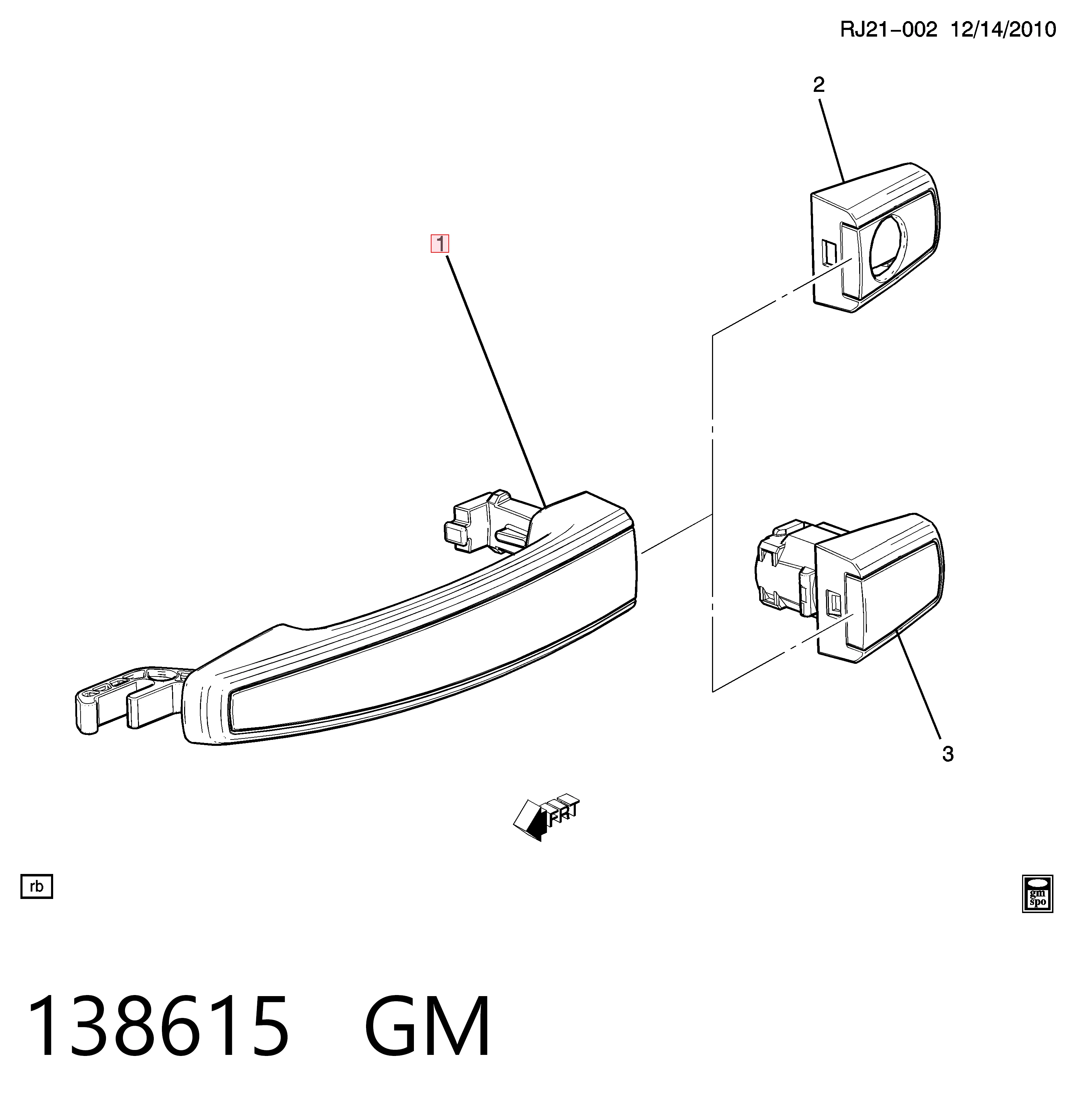 138615 General Motors Ручка передней двери, наружная