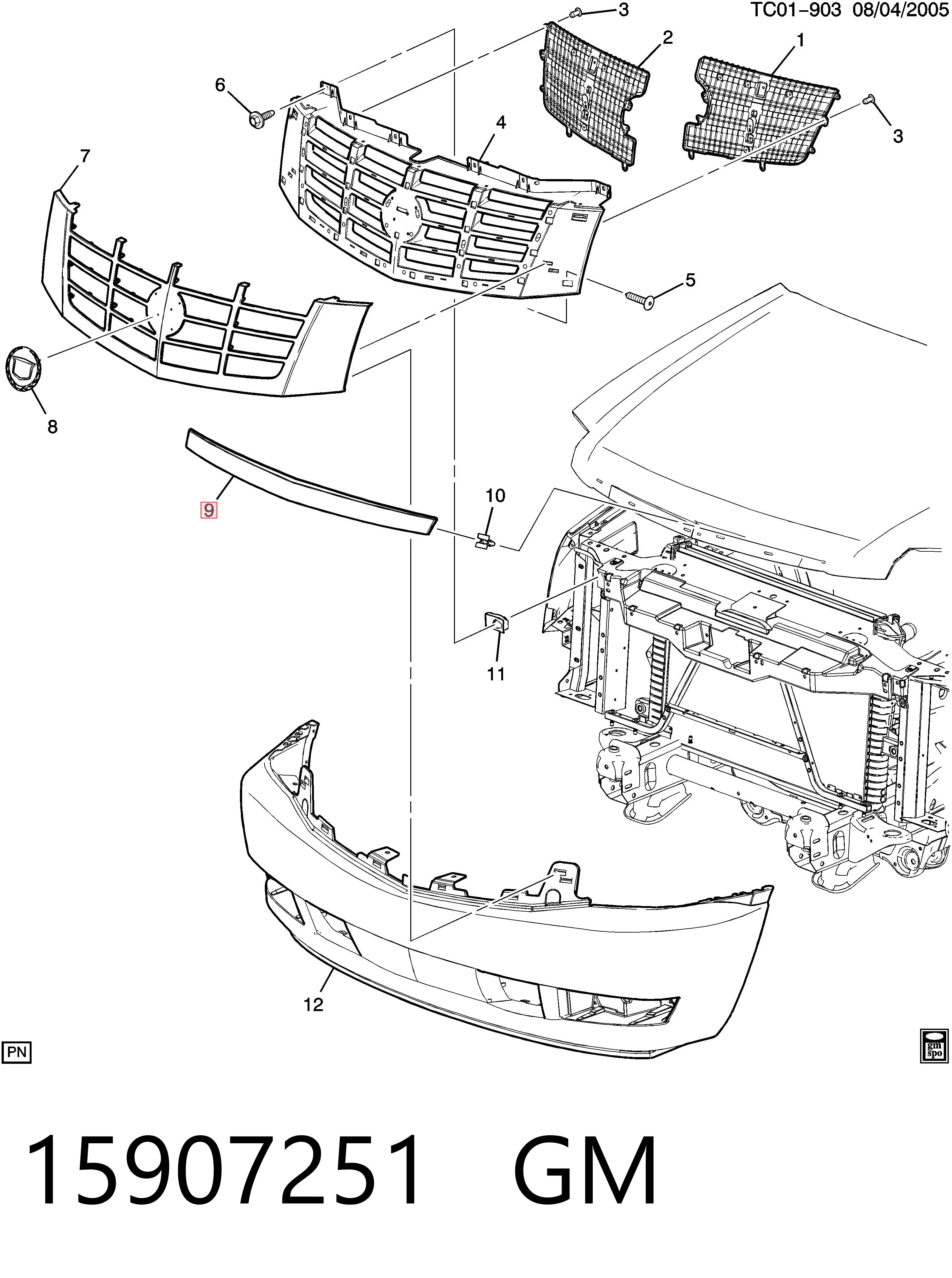 15907251 General Motors Молдинг капота