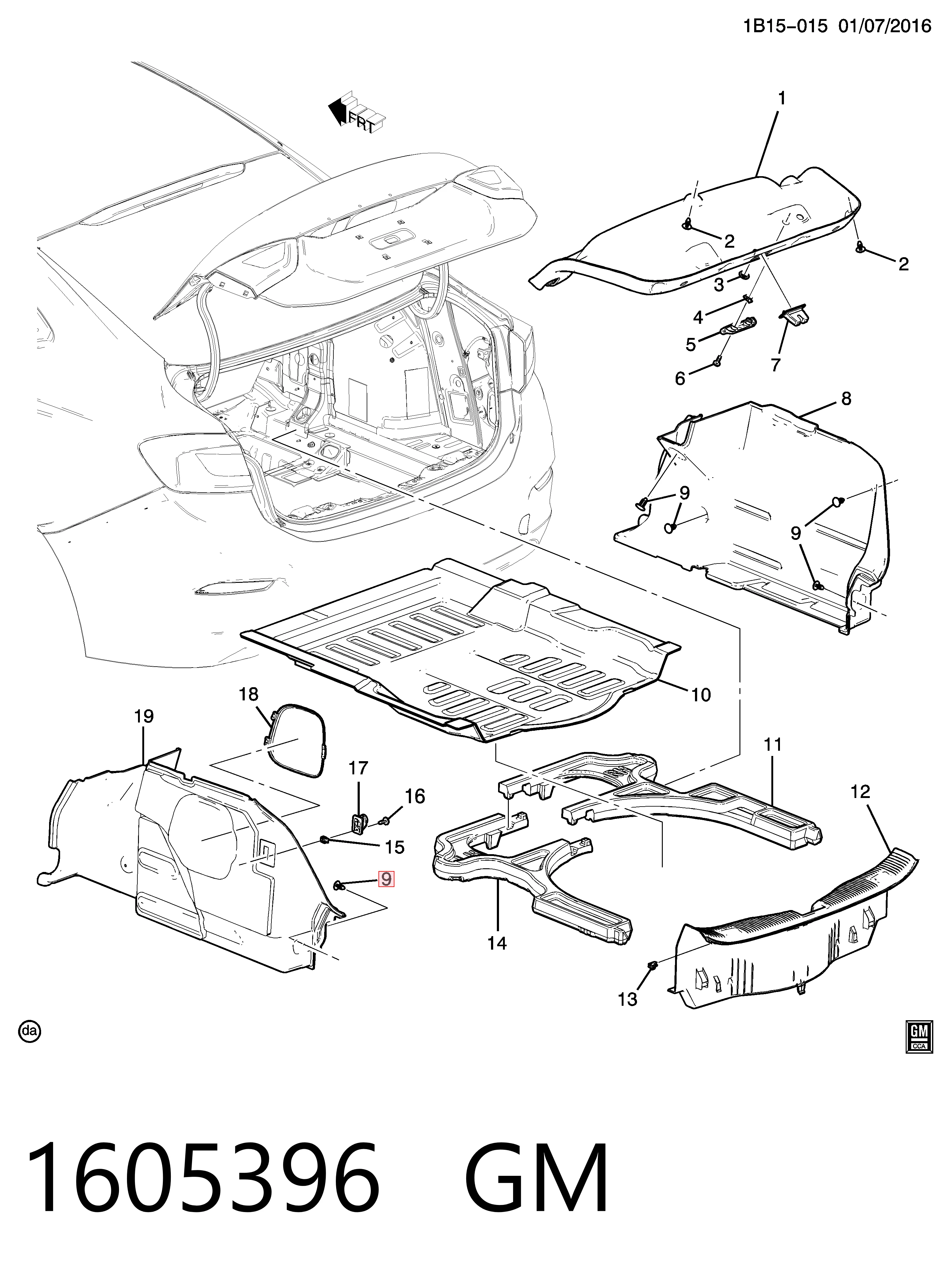 1605396 General Motors Крепление бампера заднего