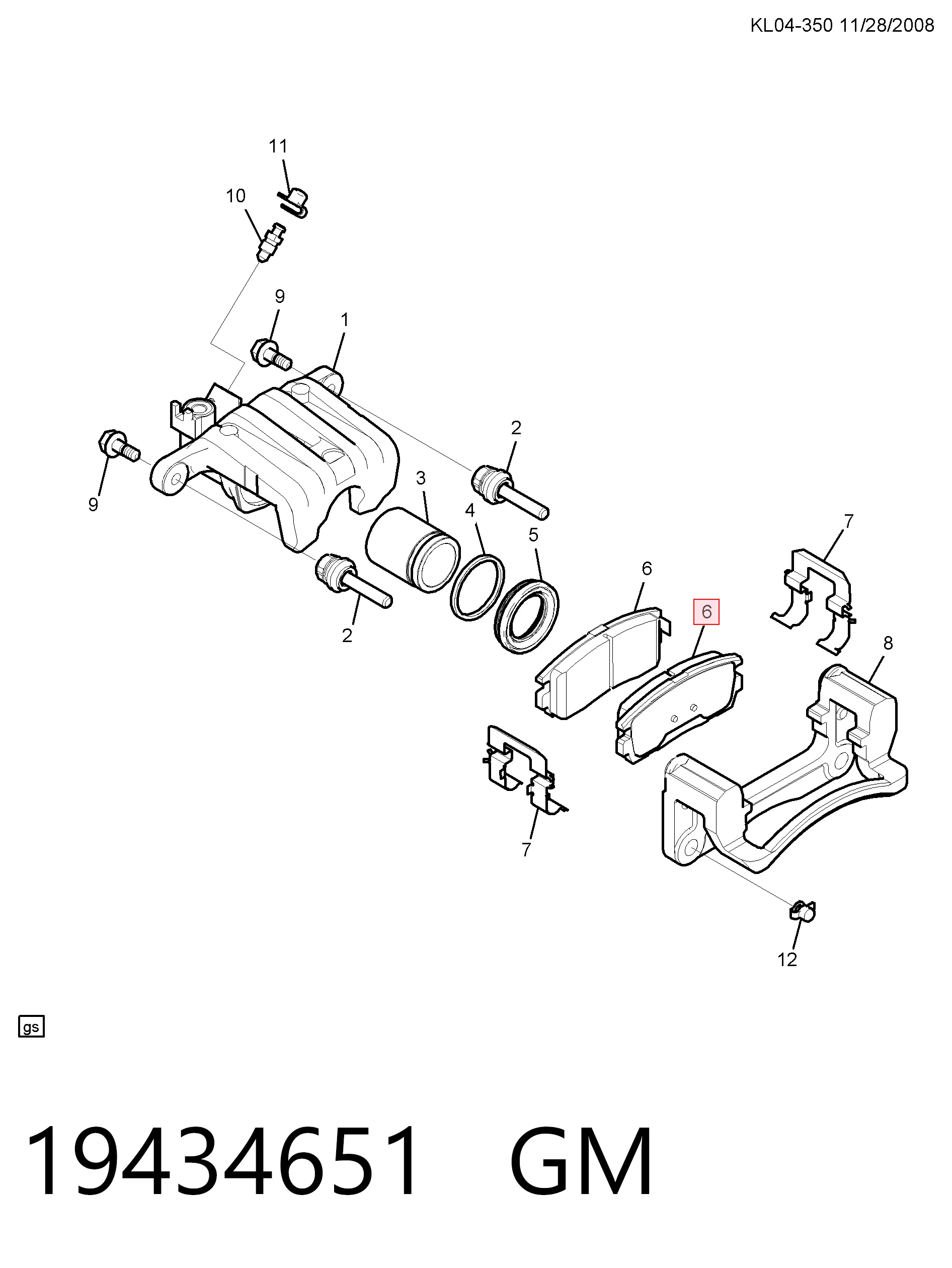 Колодки тормозные задние дисковые GM 19434651