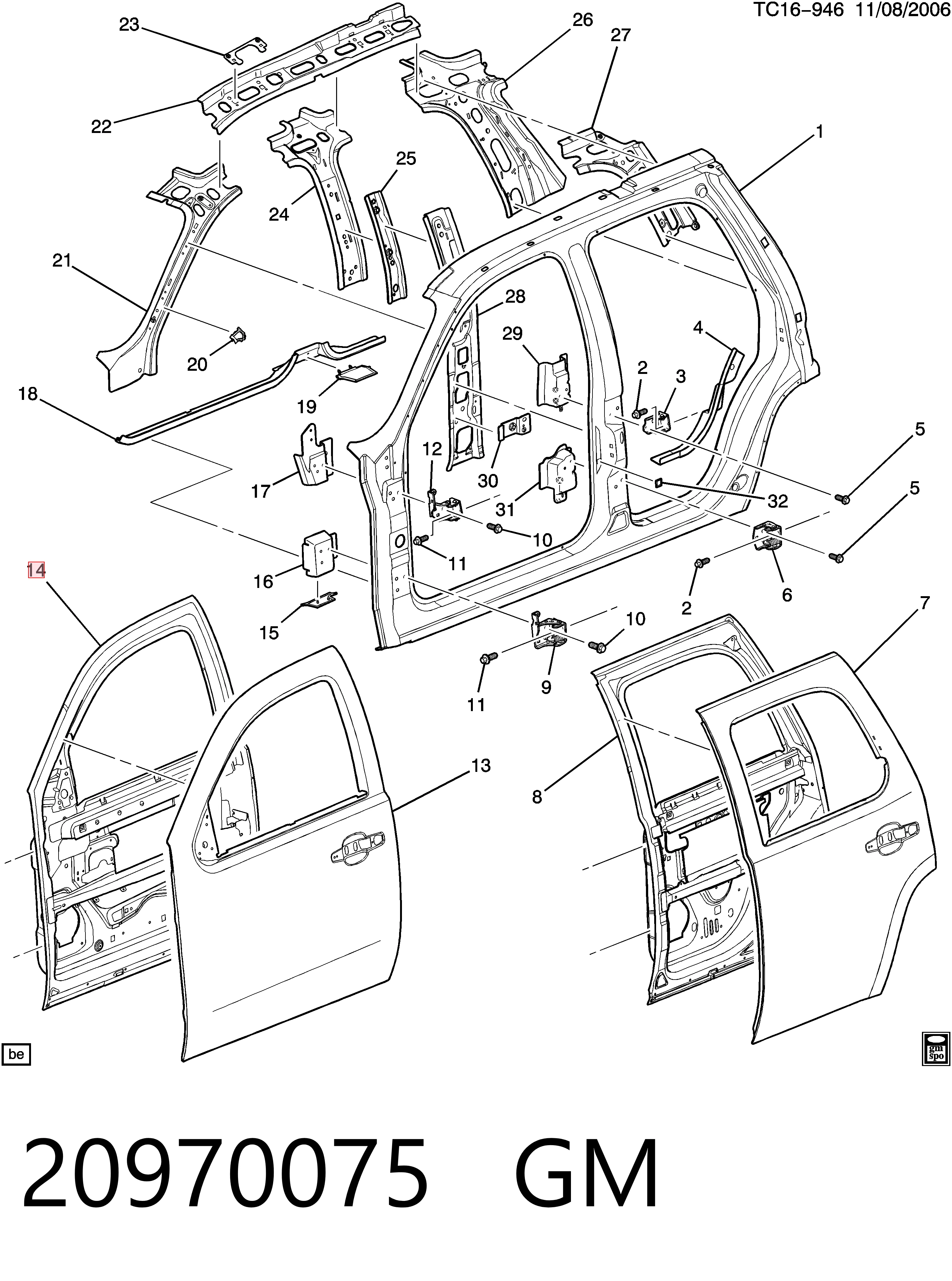 Передняя левая дверь Cadillac Escalade III внедорожник (GMT 900) (2006 - 2014) цена, от 451.35 USD