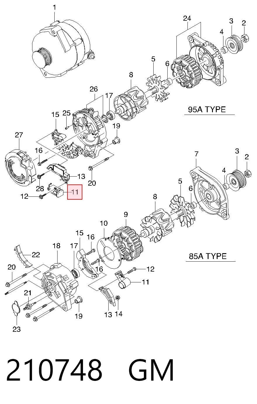 210748 General Motors Щеткодержатель генератора