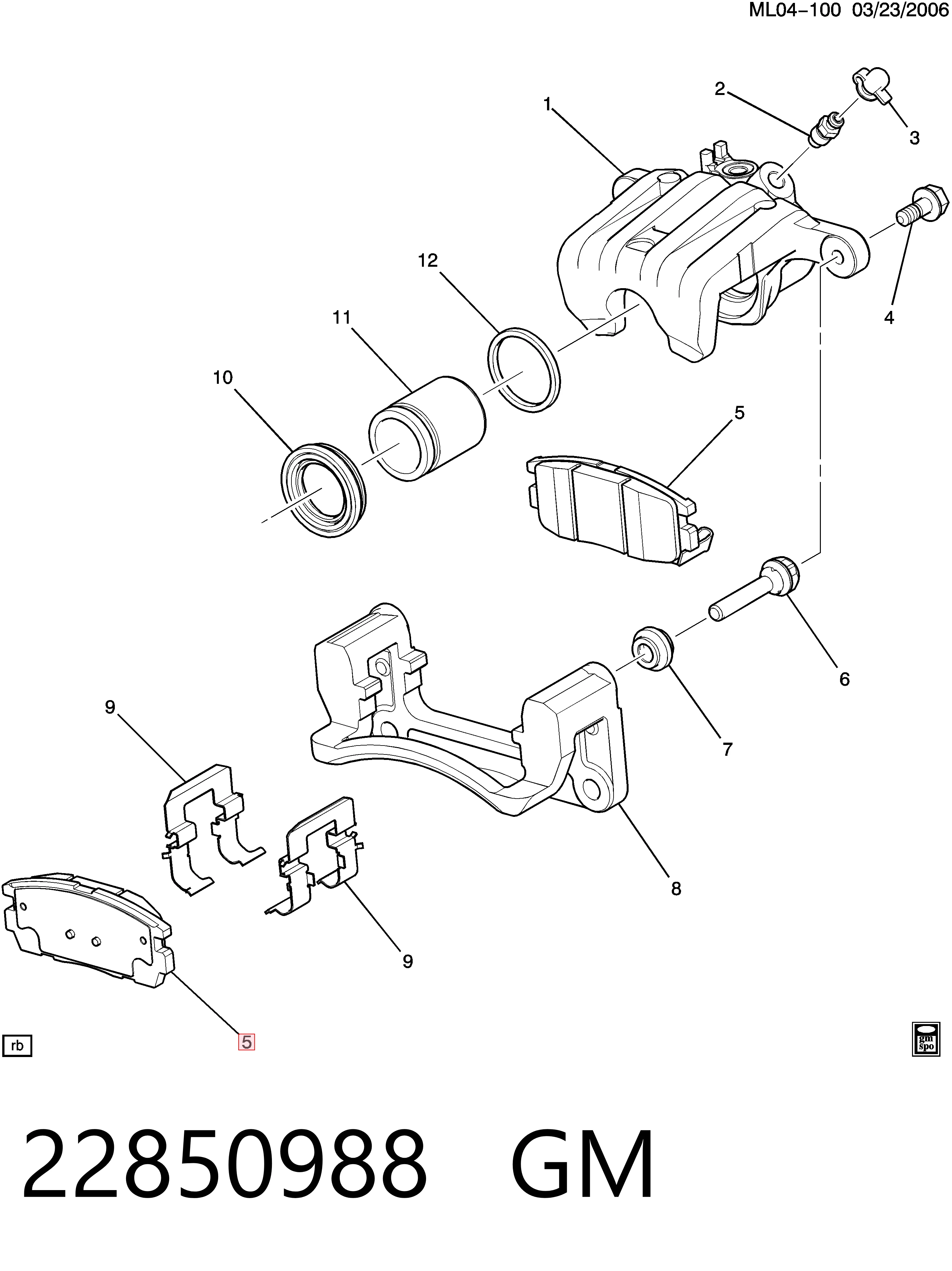 Колодки тормозные задние дисковые GM 22850988