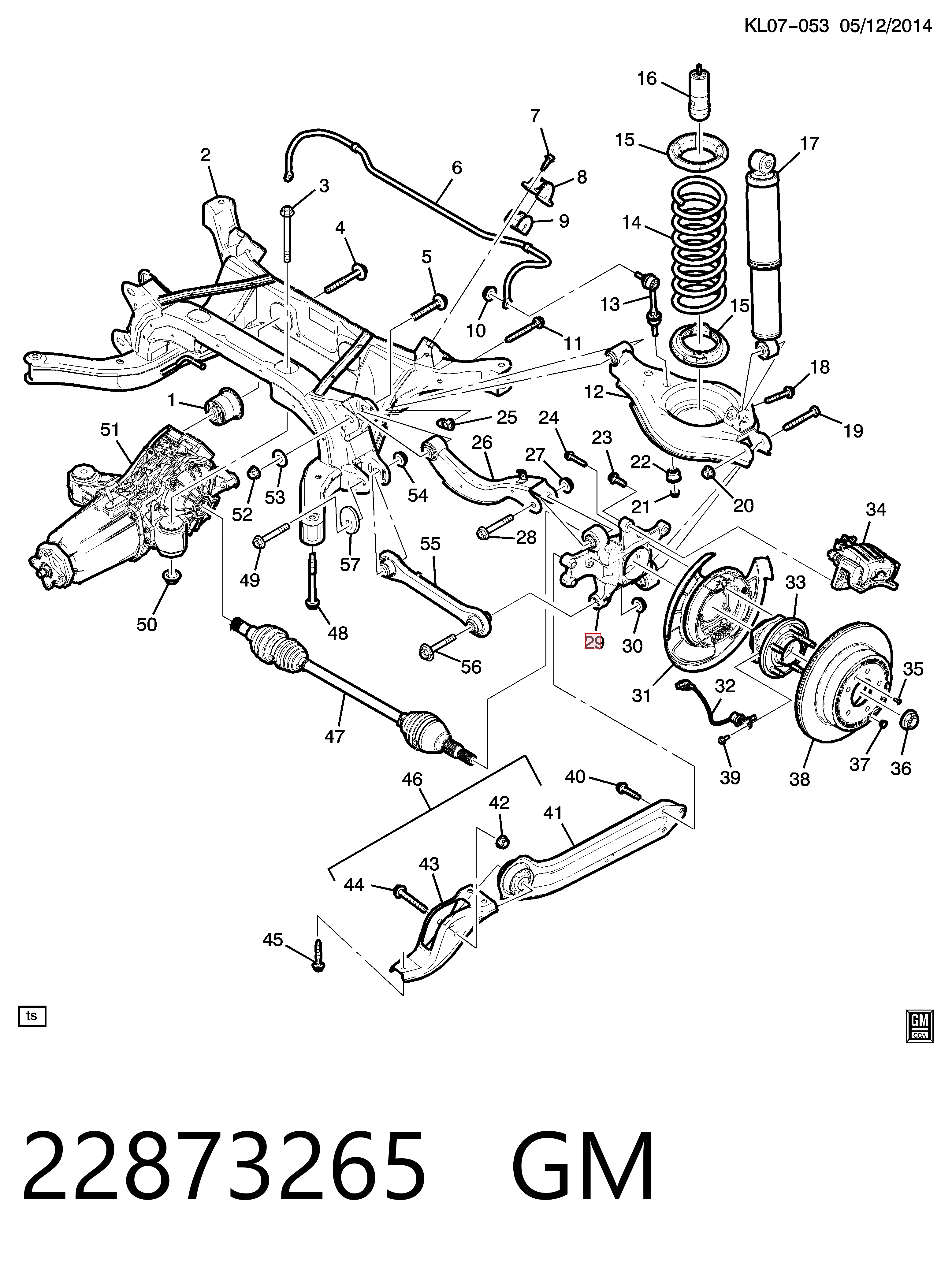 22873265 General Motors Цапфа левая