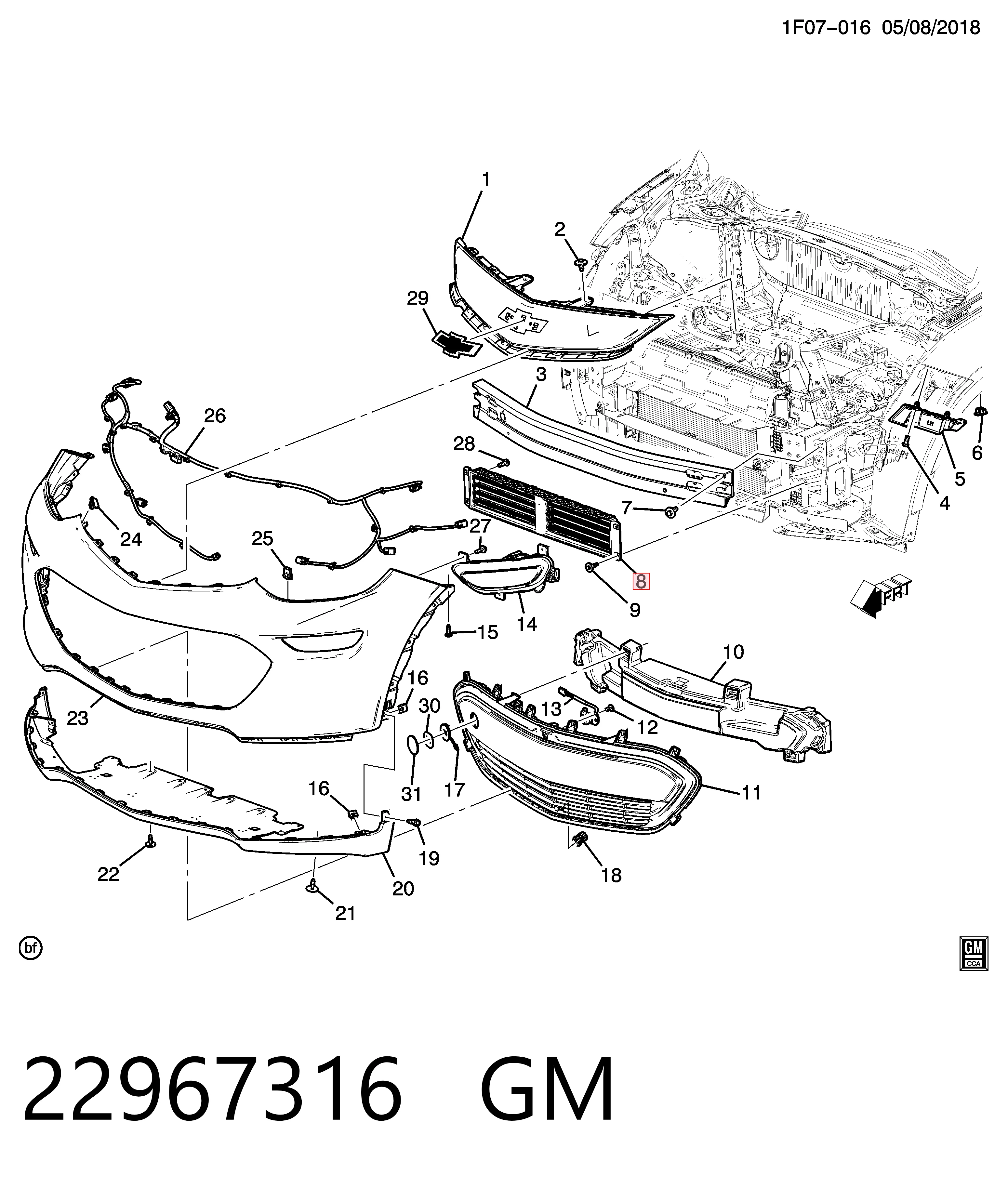 22967316 General Motors Жалюзи радиатора