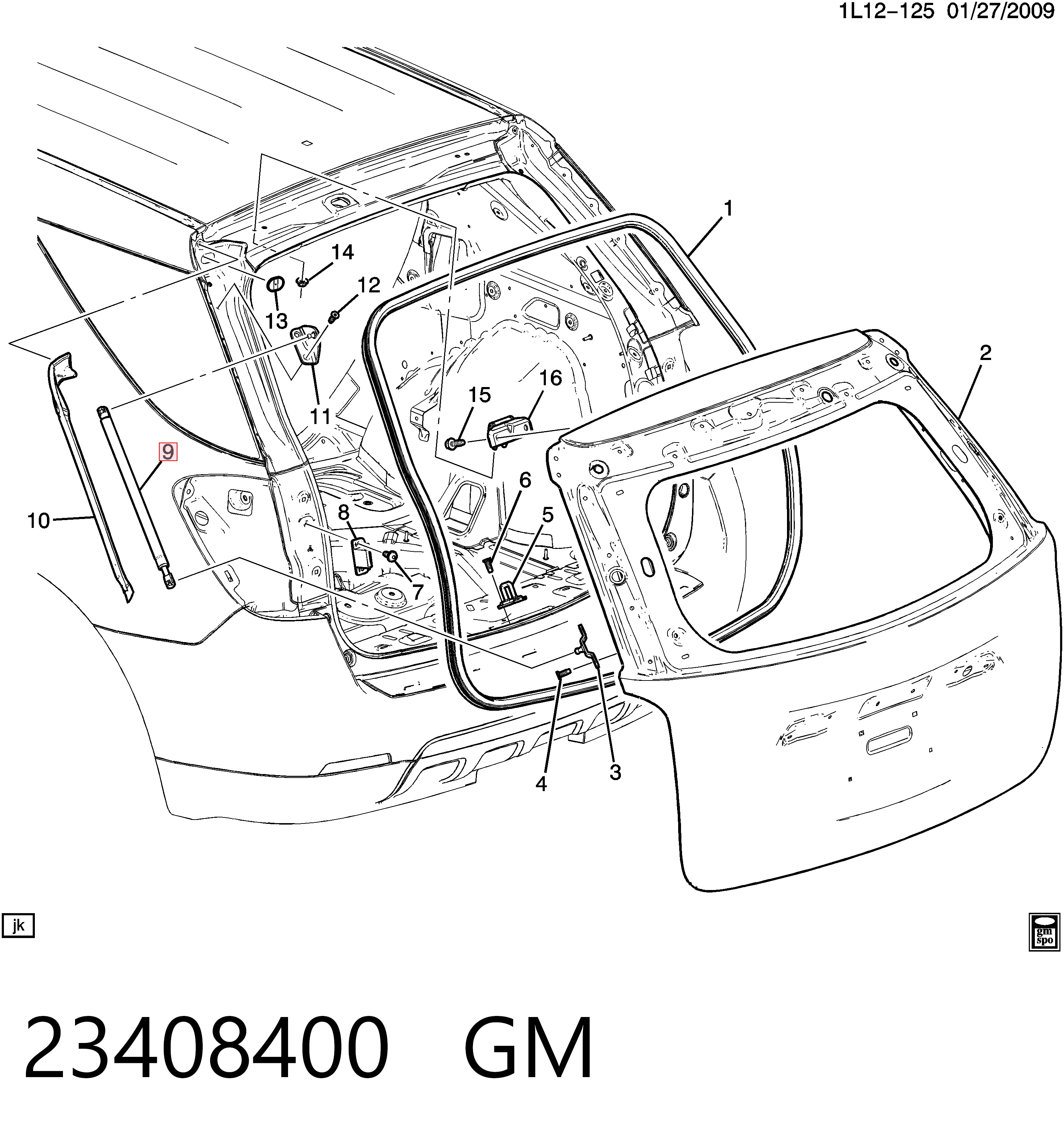 23408400 General Motors Амортизатор крышки багажника