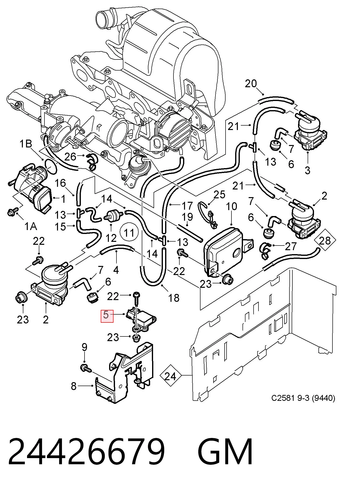 24426679 Peugeot/Citroen Датчик давления наддува турбины