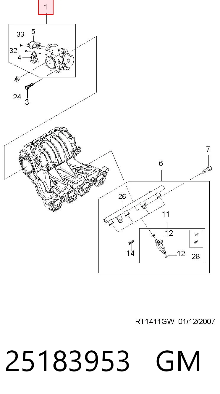 25183953 Opel Дроссельная заслонка