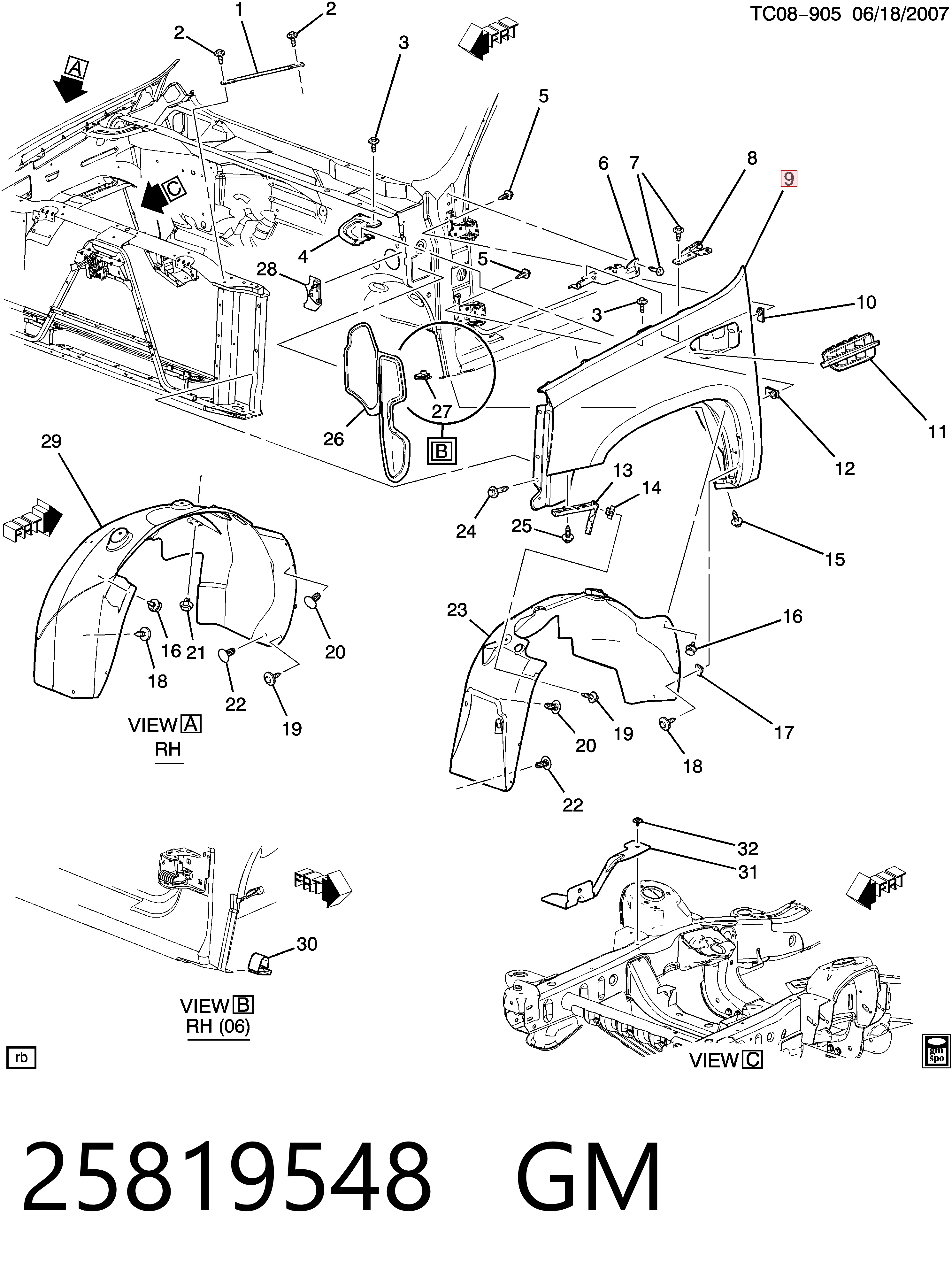 Крыло переднее левое Cadillac Escalade III внедорожник (GMT 900) (2006 - 2014) цена, от 421.26 USD