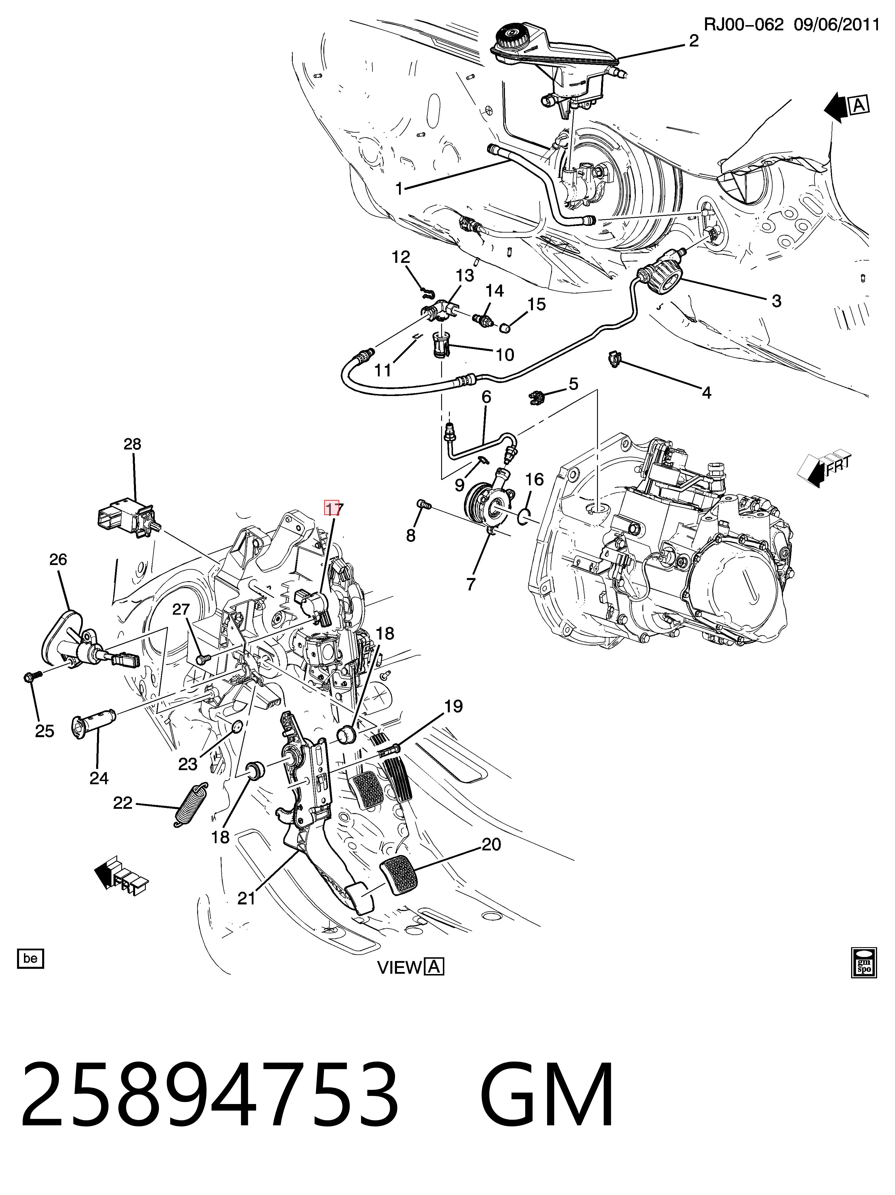 Датчик положения педали сцепления 1239092 General Motors