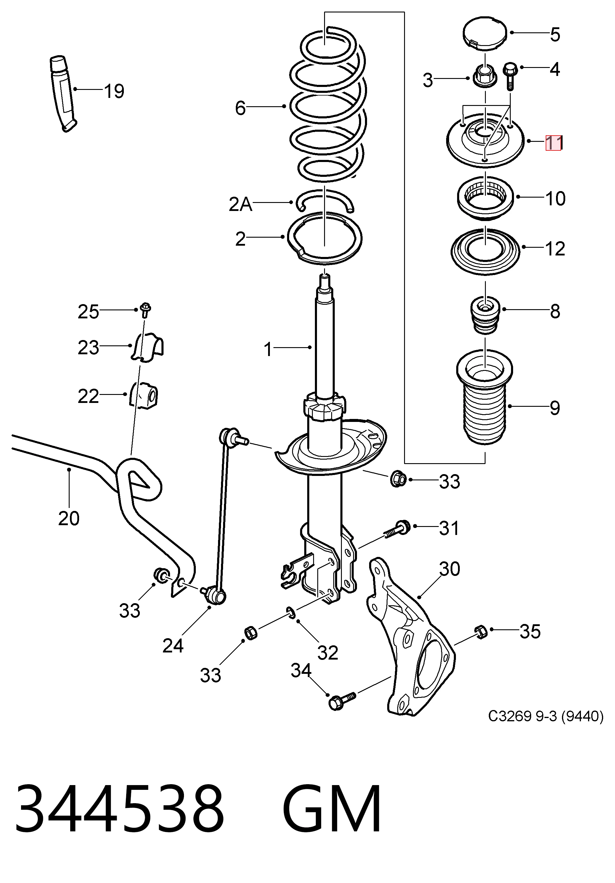 13188764 Peugeot/Citroen Подушка амортизатора переднего