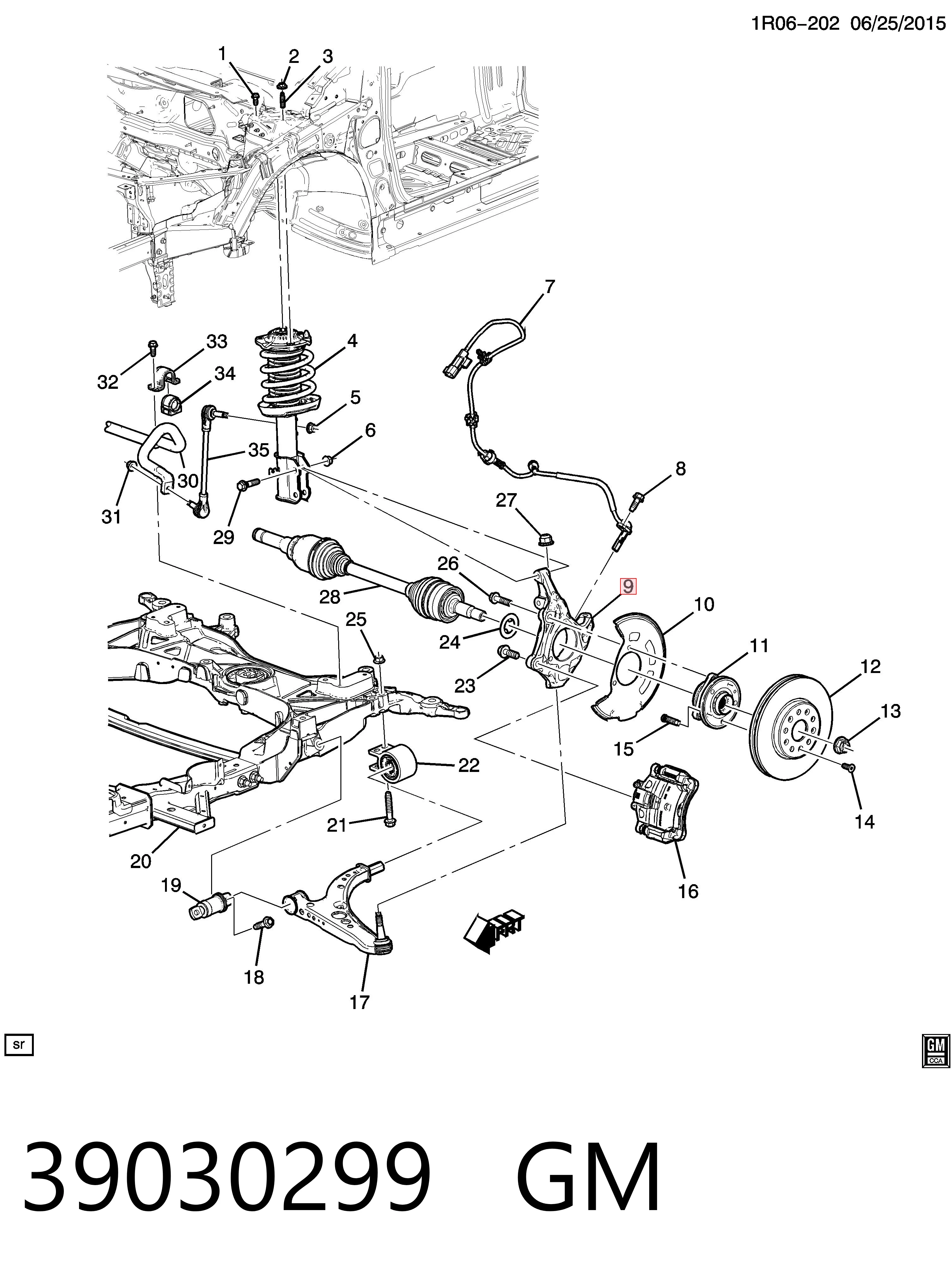 39030299 General Motors Цапфа - поворотный кулак передний, левый