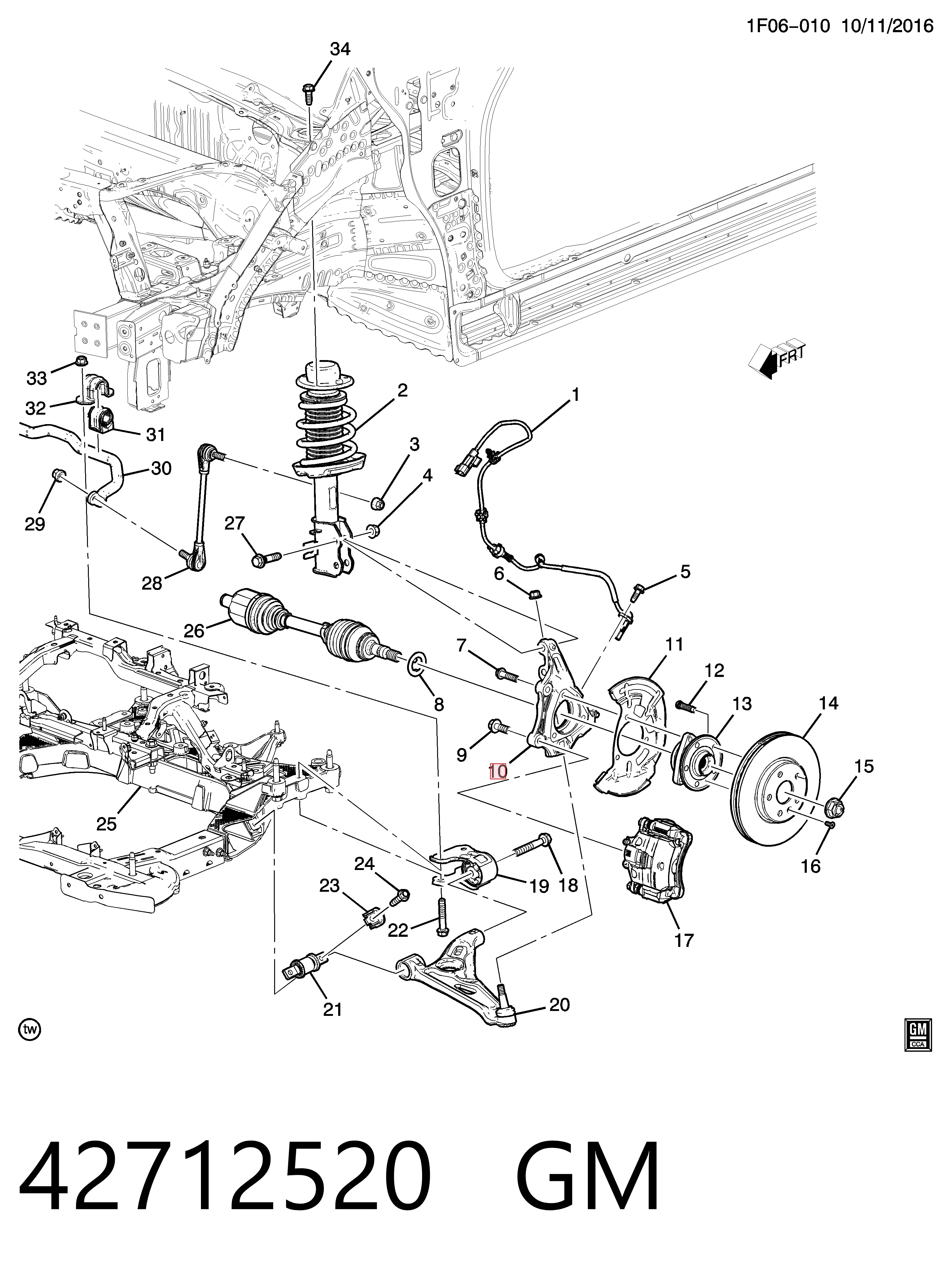42492765 Opel Цапфа - поворотный кулак передний, левый