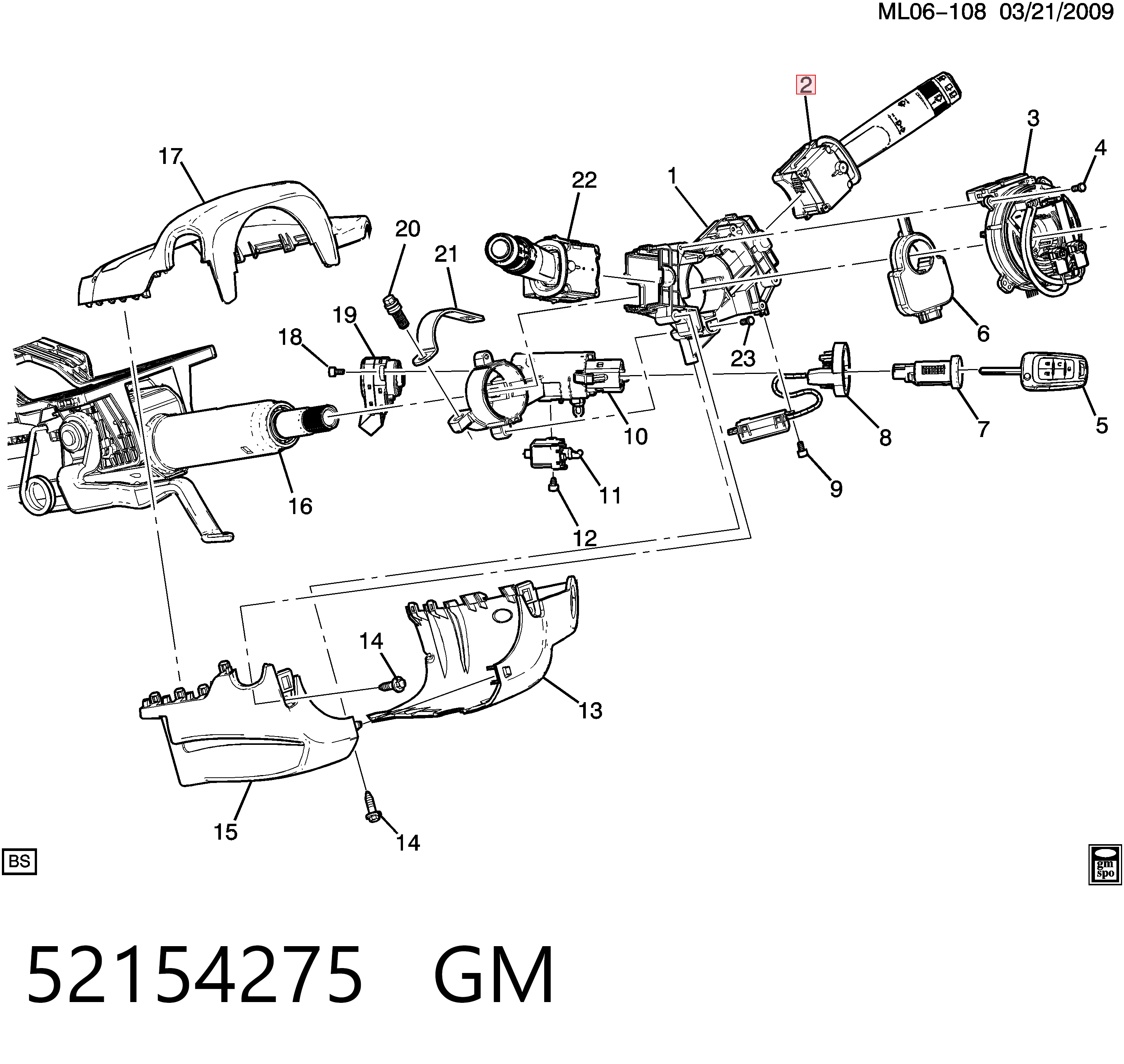 52154275 General Motors Переключатель подрулевой, правый
