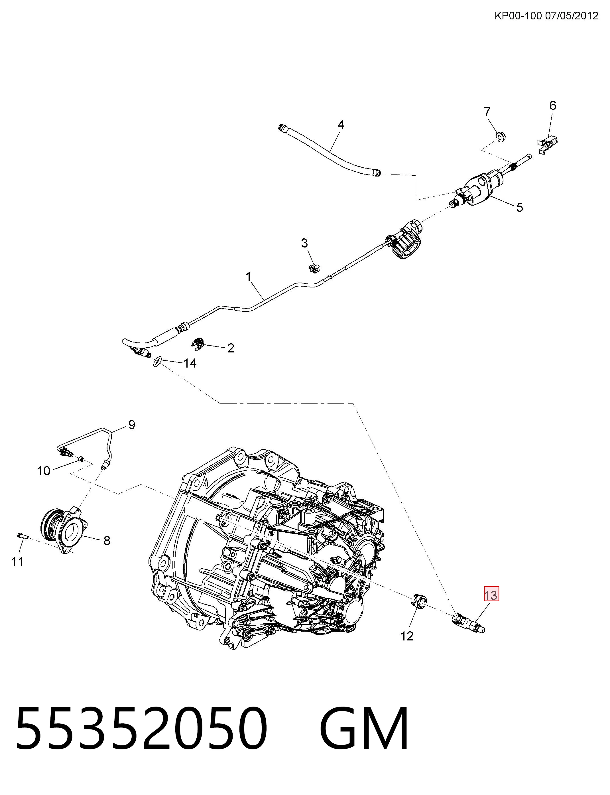 55352050 Peugeot/Citroen Тройник трубки сцепления