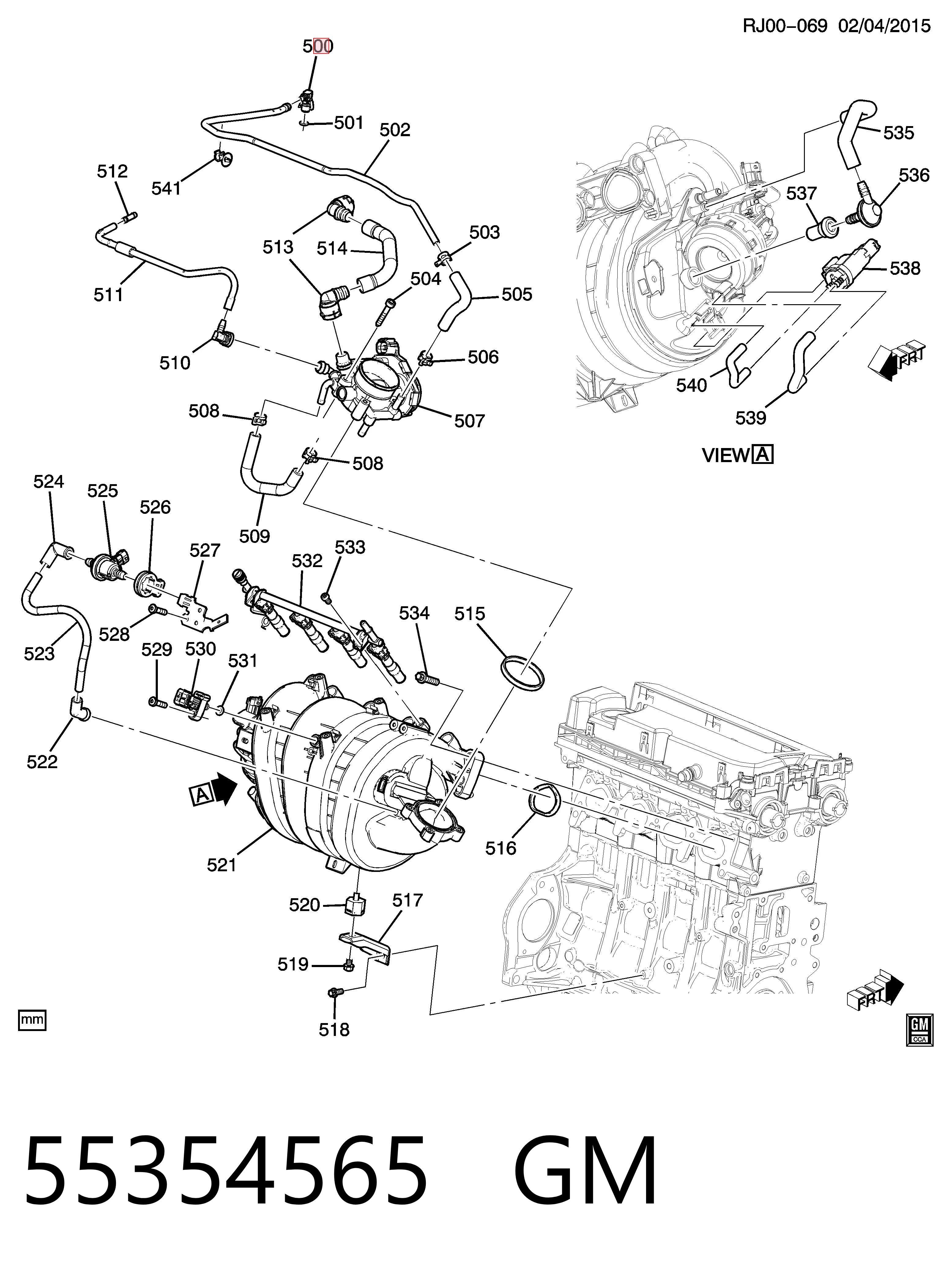 55354565 General Motors Штуцер блока системы охлаждения