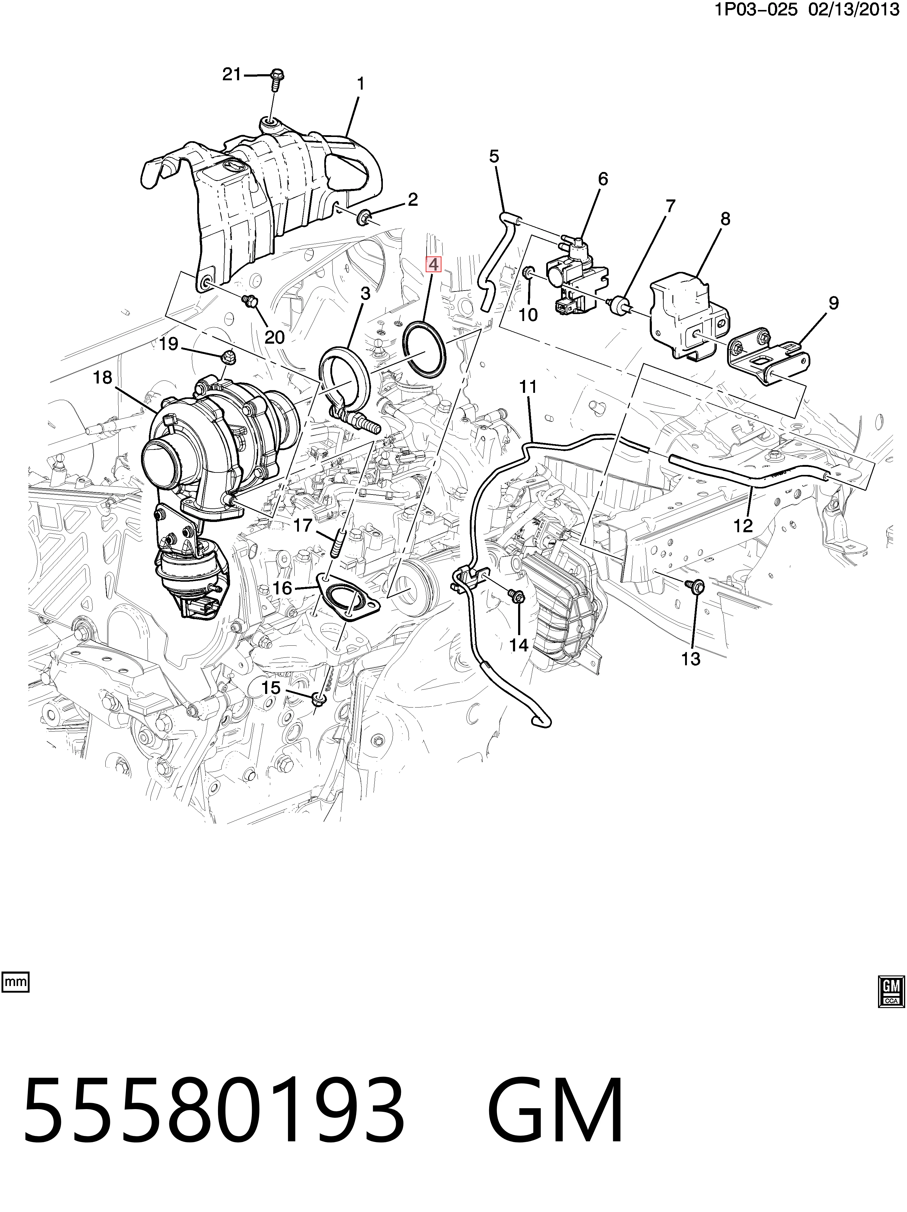 55580193 General Motors Прокладка катализатора передняя