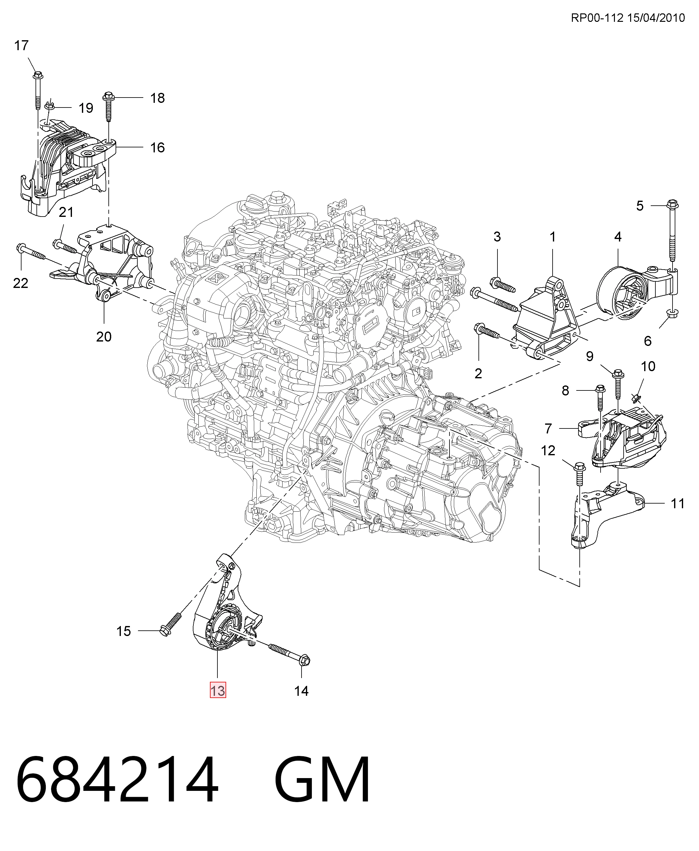 Подушка передней опоры двигателя на Opel Zafira C P12