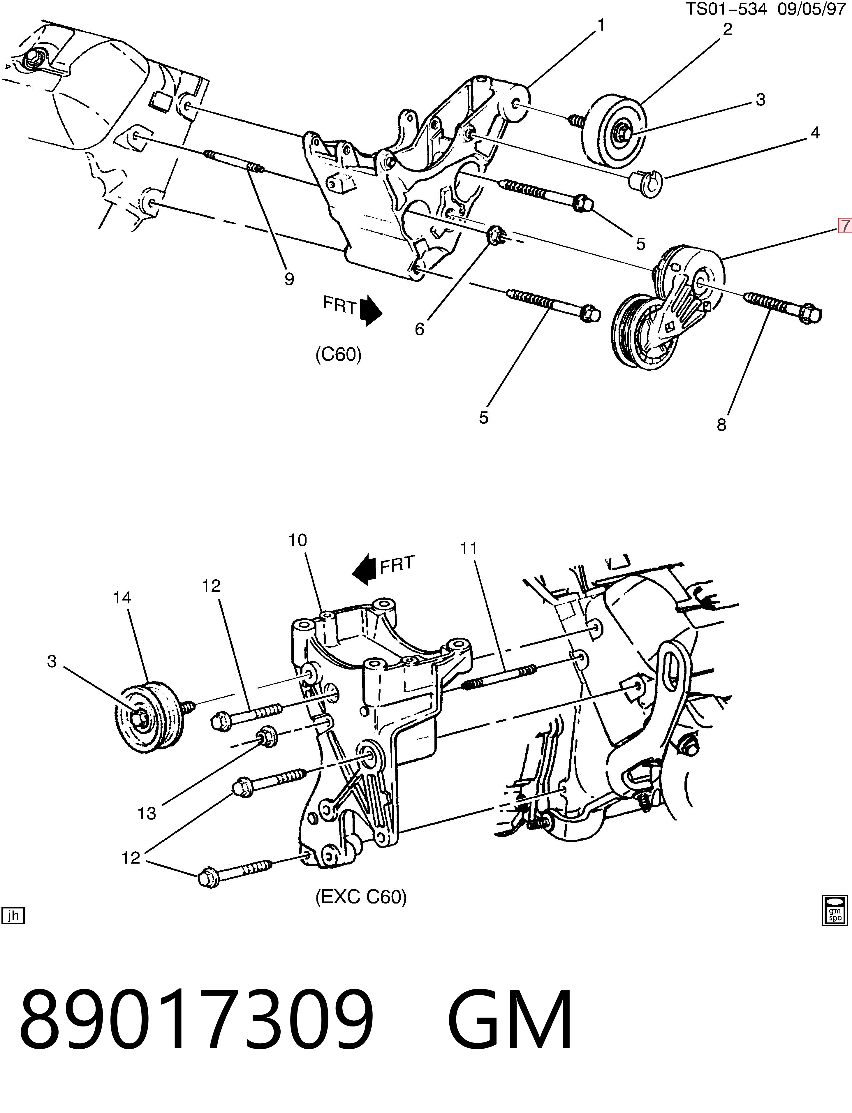 89017309 General Motors Натяжитель клинового ремня