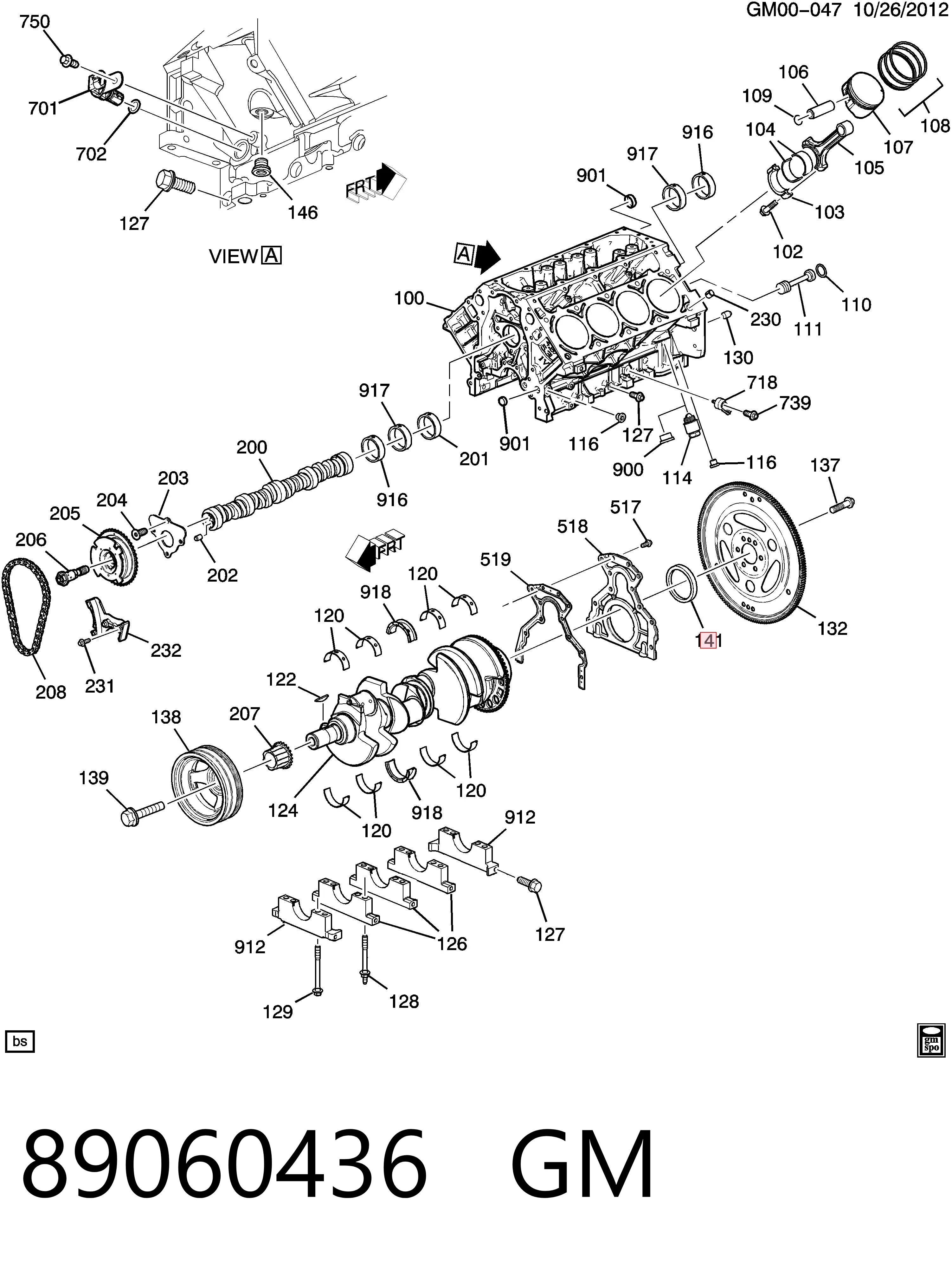 89060436 Opel Сальник коленвала двигателя, задний