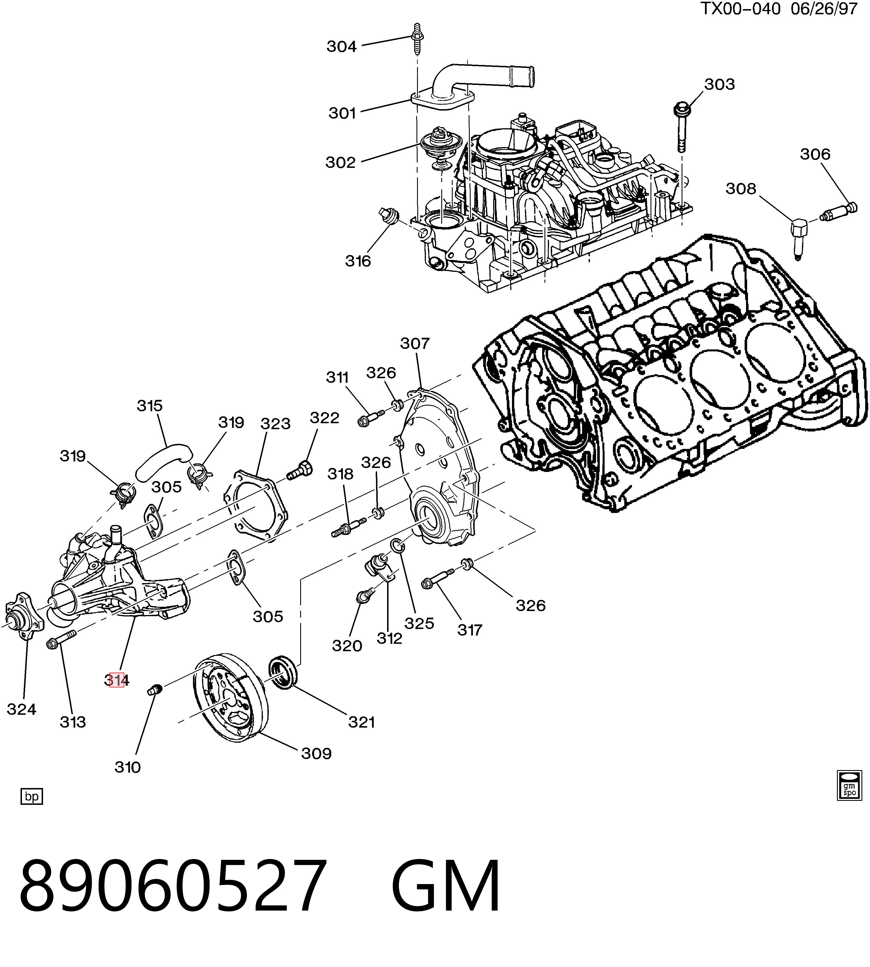 Водяной насос Opel 89017748