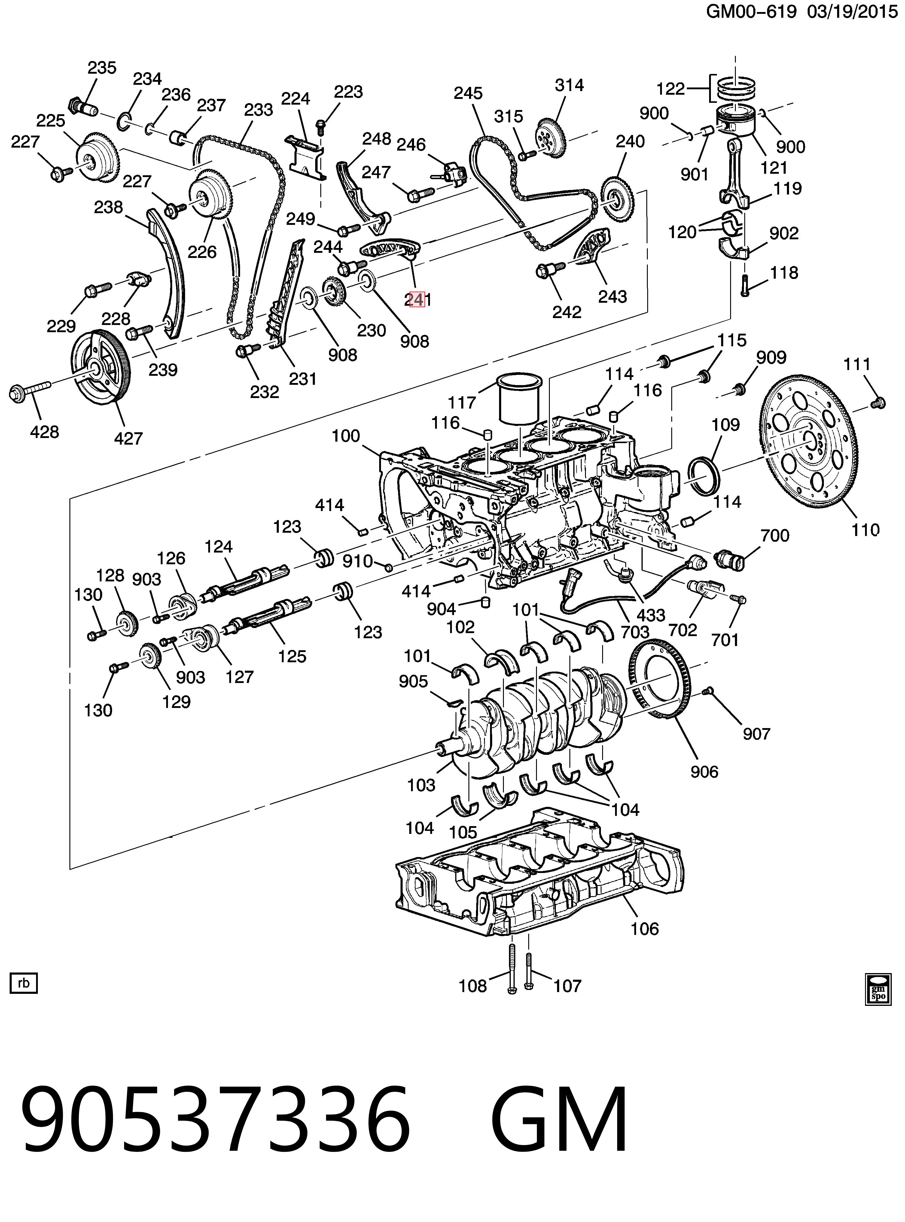 90537336 General Motors Успокоитель цепи ГРМ, верхний