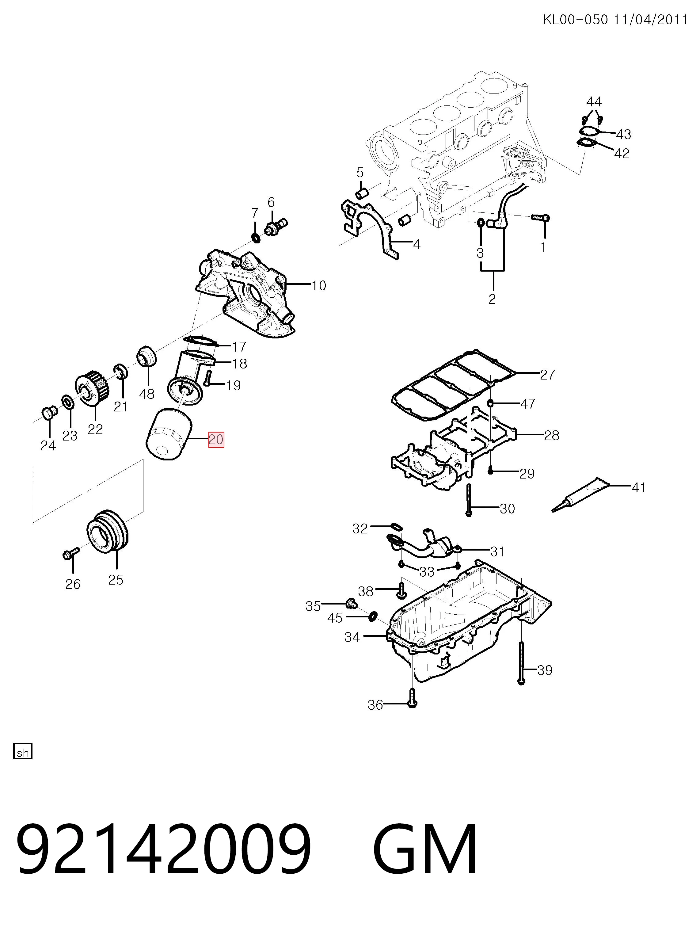 Фильтр масляный GM 92142009