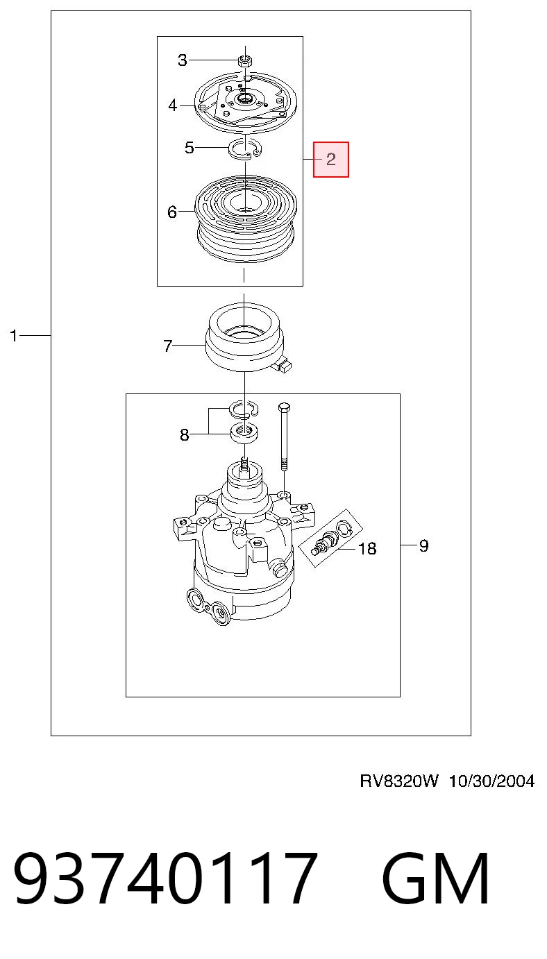 96408442 Opel Шкив компрессора кондиционера