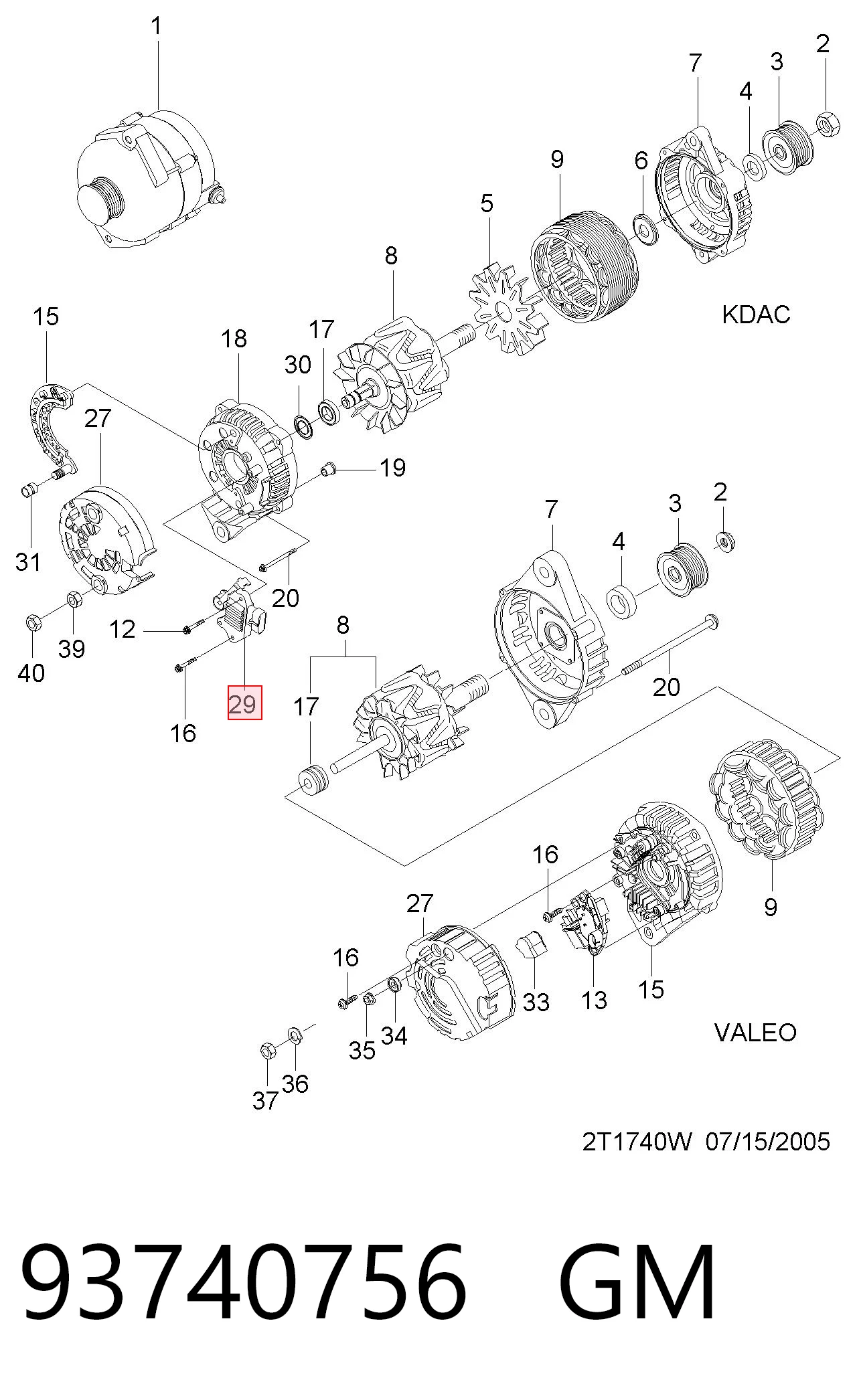 93740756 Opel Реле-регулятор напряжения