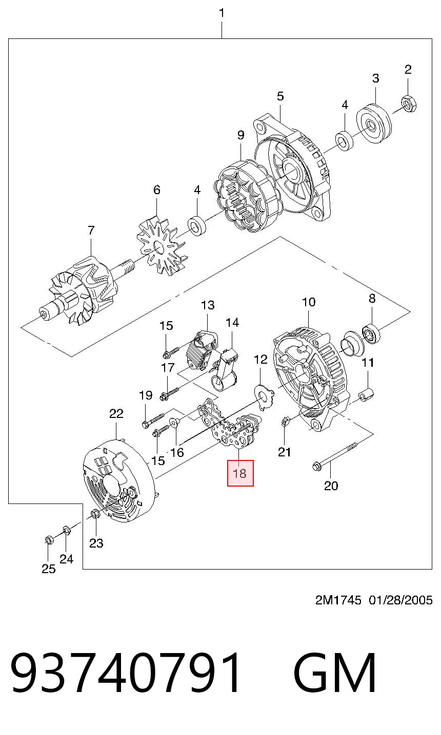 93740791 Opel Выпрямитель генератора