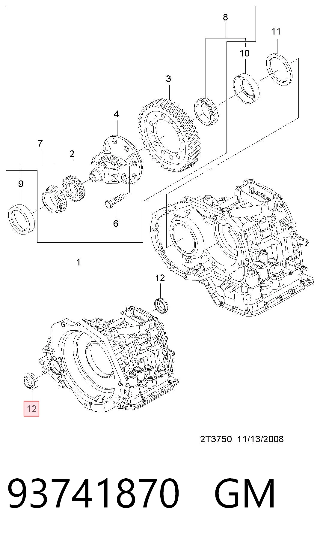 93741870 Opel Сальник полуоси переднего моста, правой