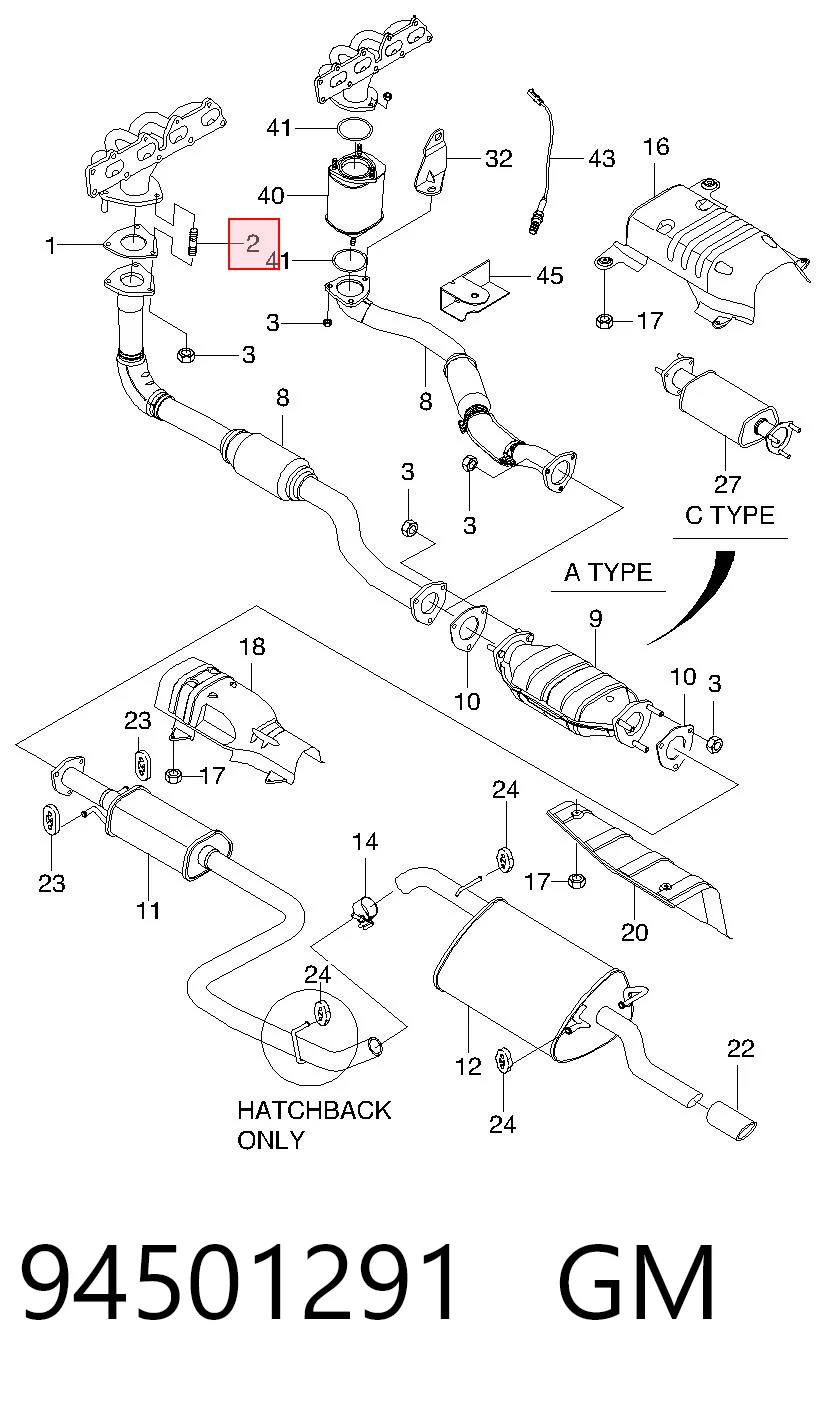 Болт (шпилька) выпускного коллектора Opel 94501291 цена, от 1.01 USD
