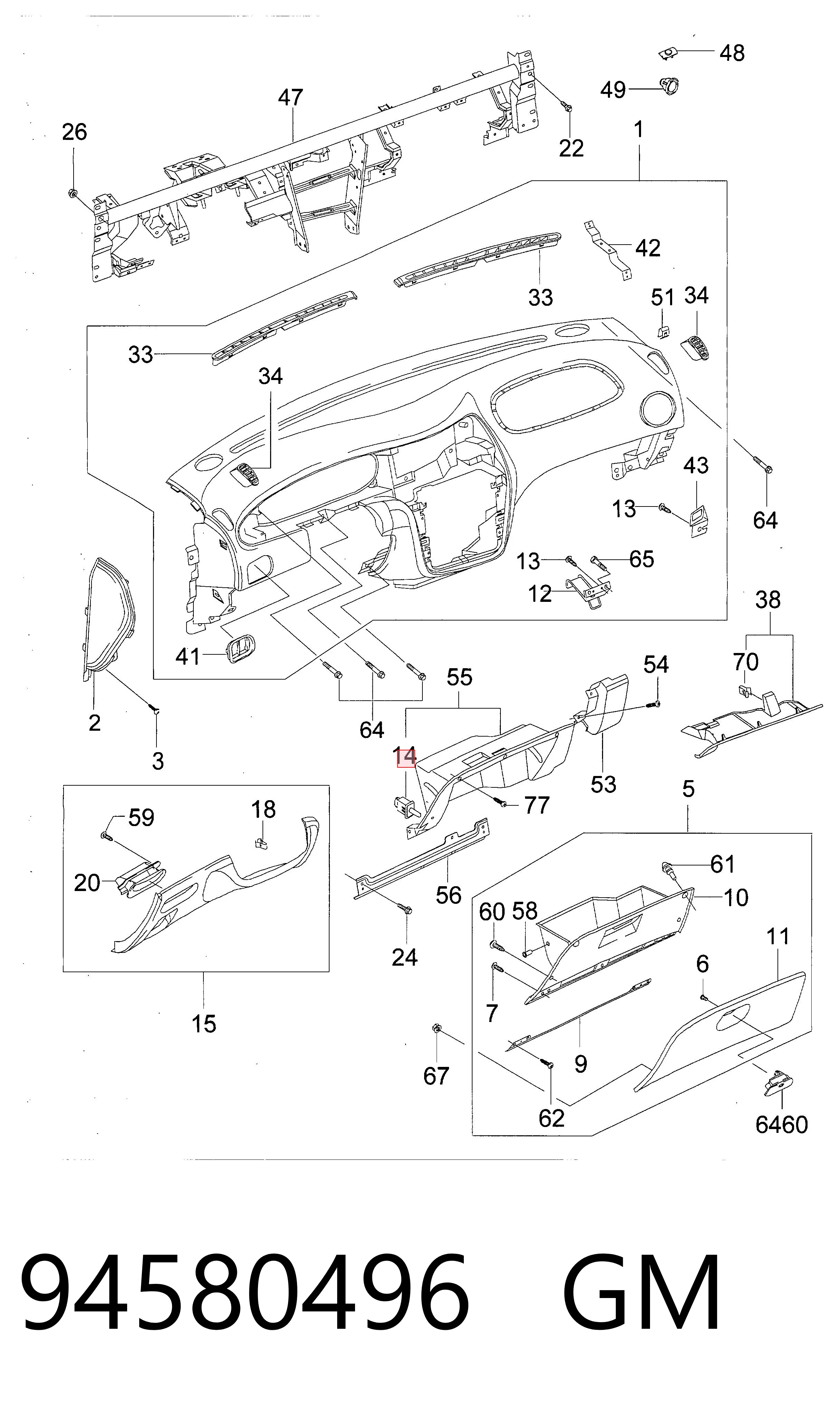 94580496 General Motors Концевик лампочки подсветки бардачка