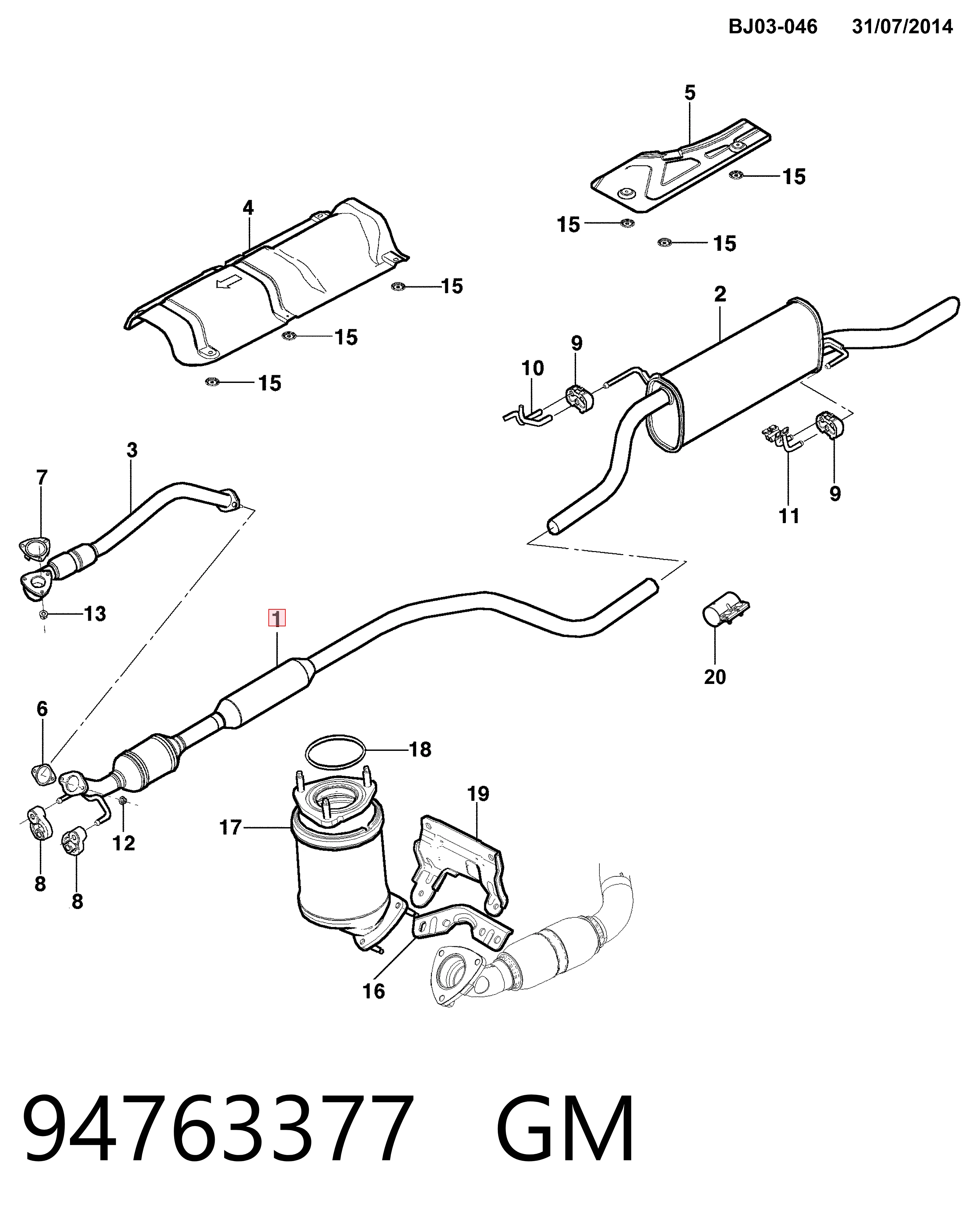 Выпускной коллектор 94763377 Opel