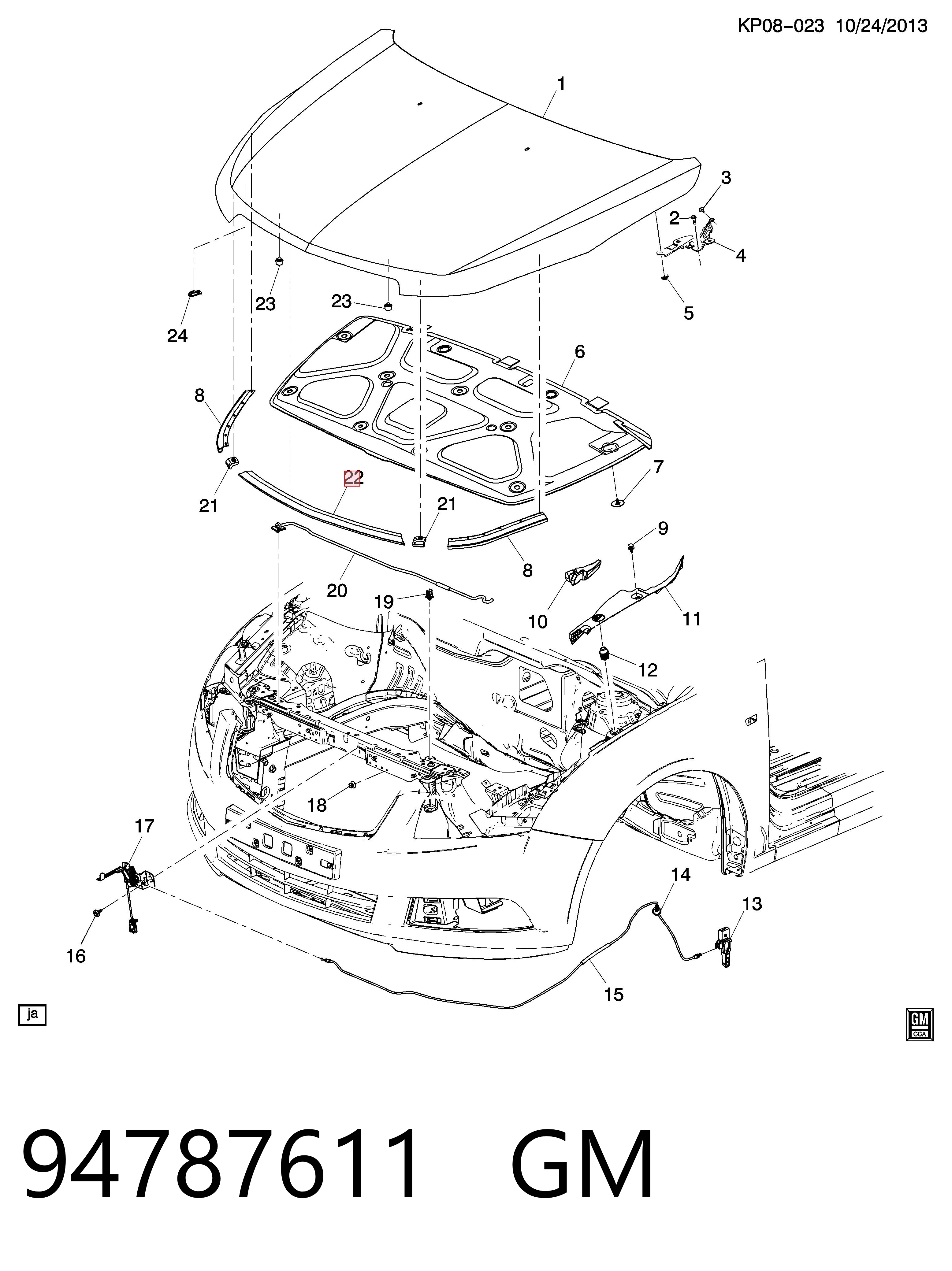 94787611 General Motors Резинка уплотнительная под капот