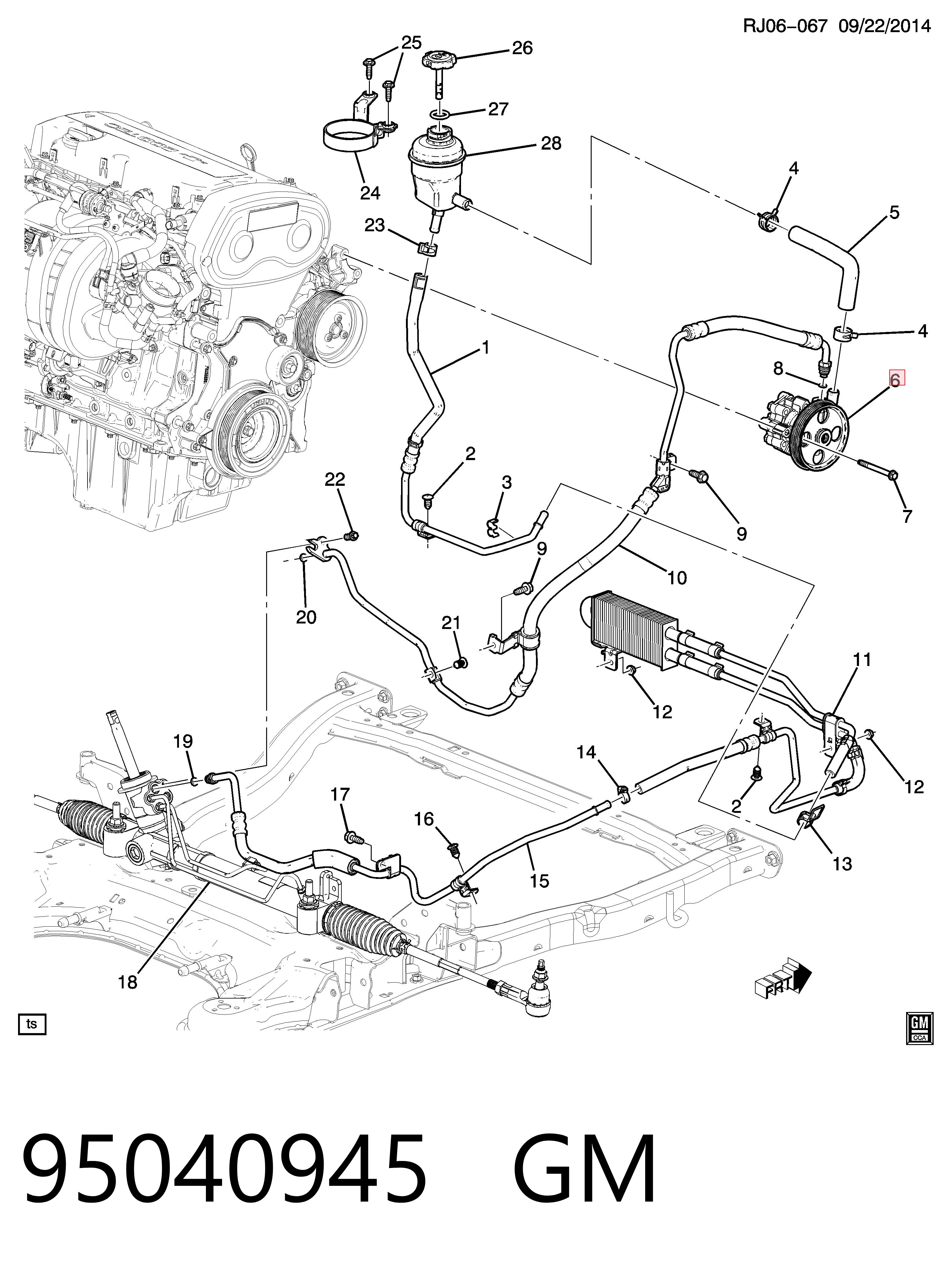 ГУР руля на Opel Mokka I J13